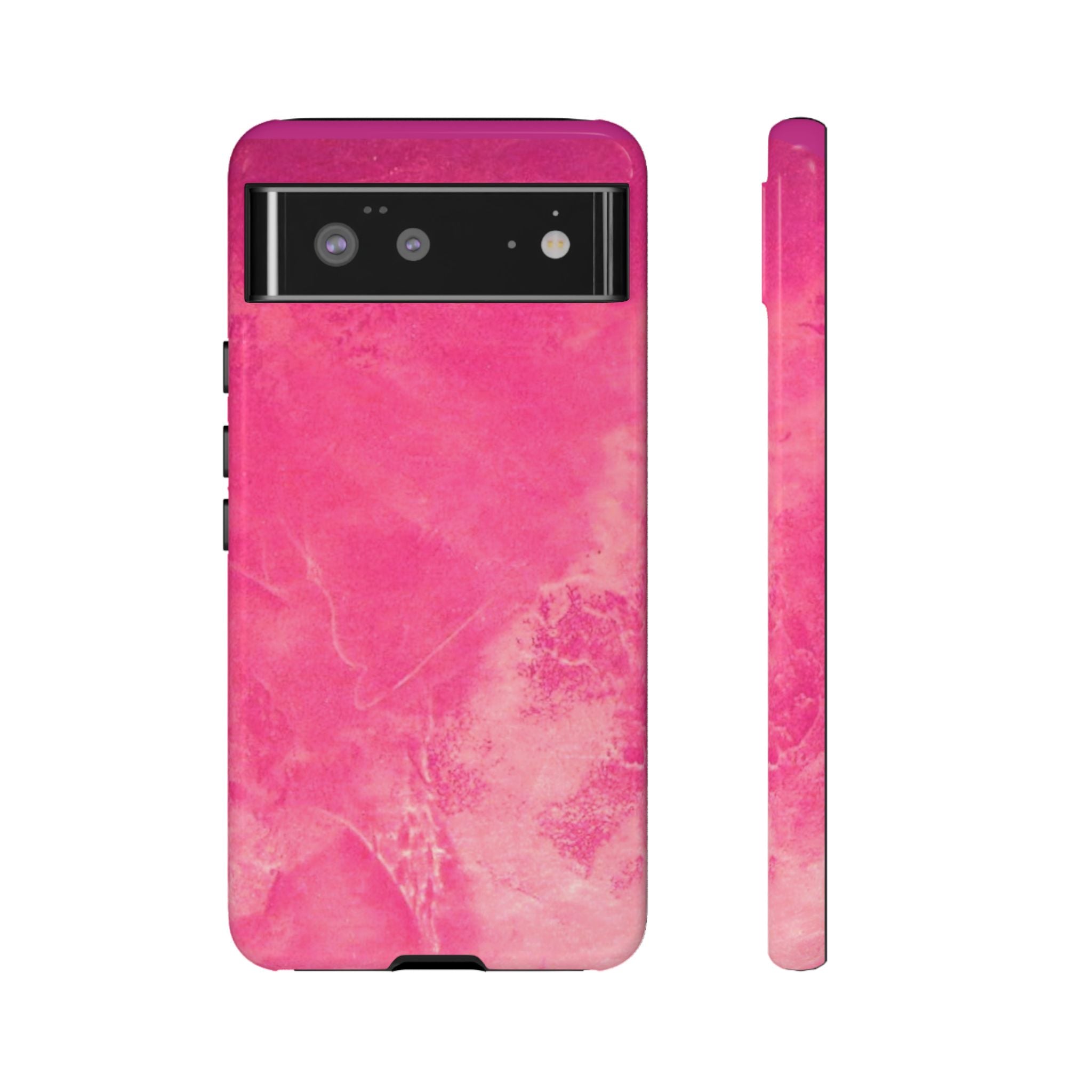 phone case in glossy or matte Hot Pink Marble Design with UV and impact resistance protection