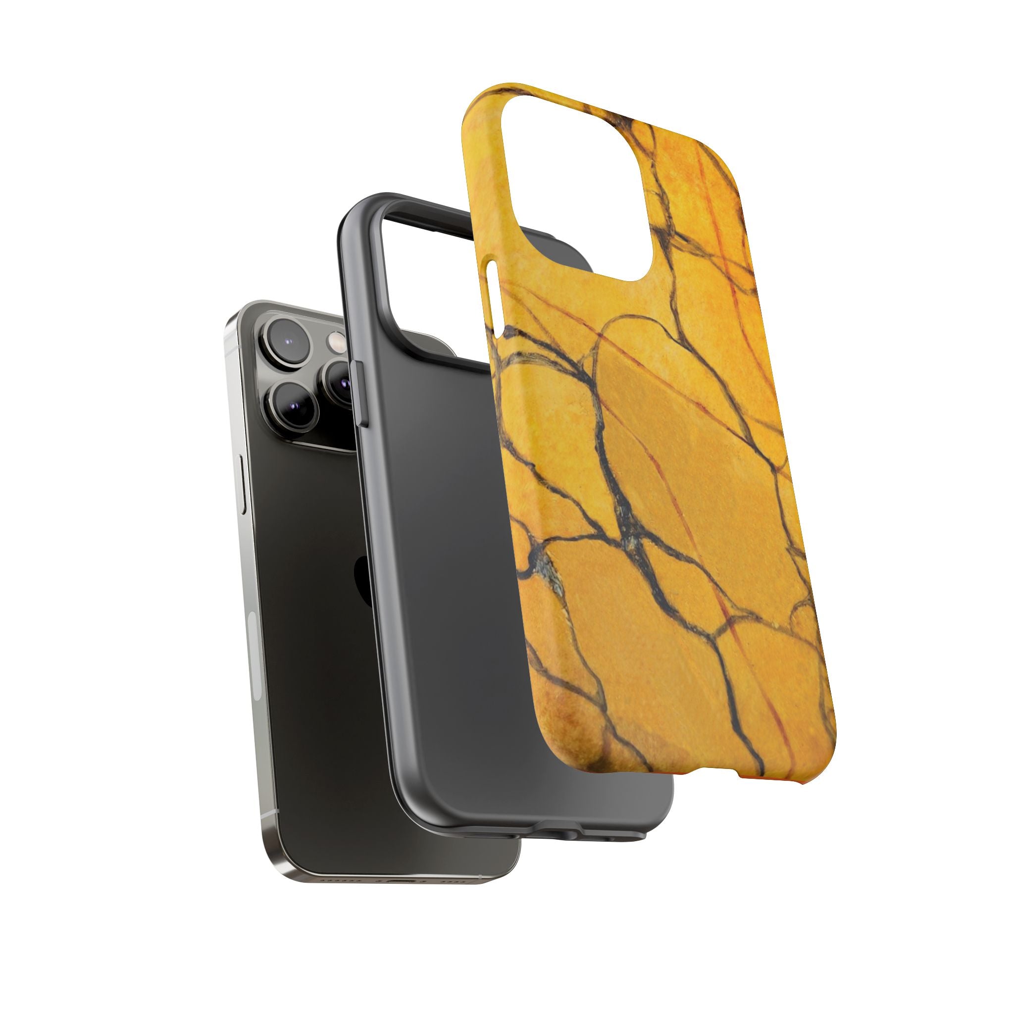 phone case in eye catching gold marble design in glossy or matte finish with silicone lining and hard shell for impact and UV resistance