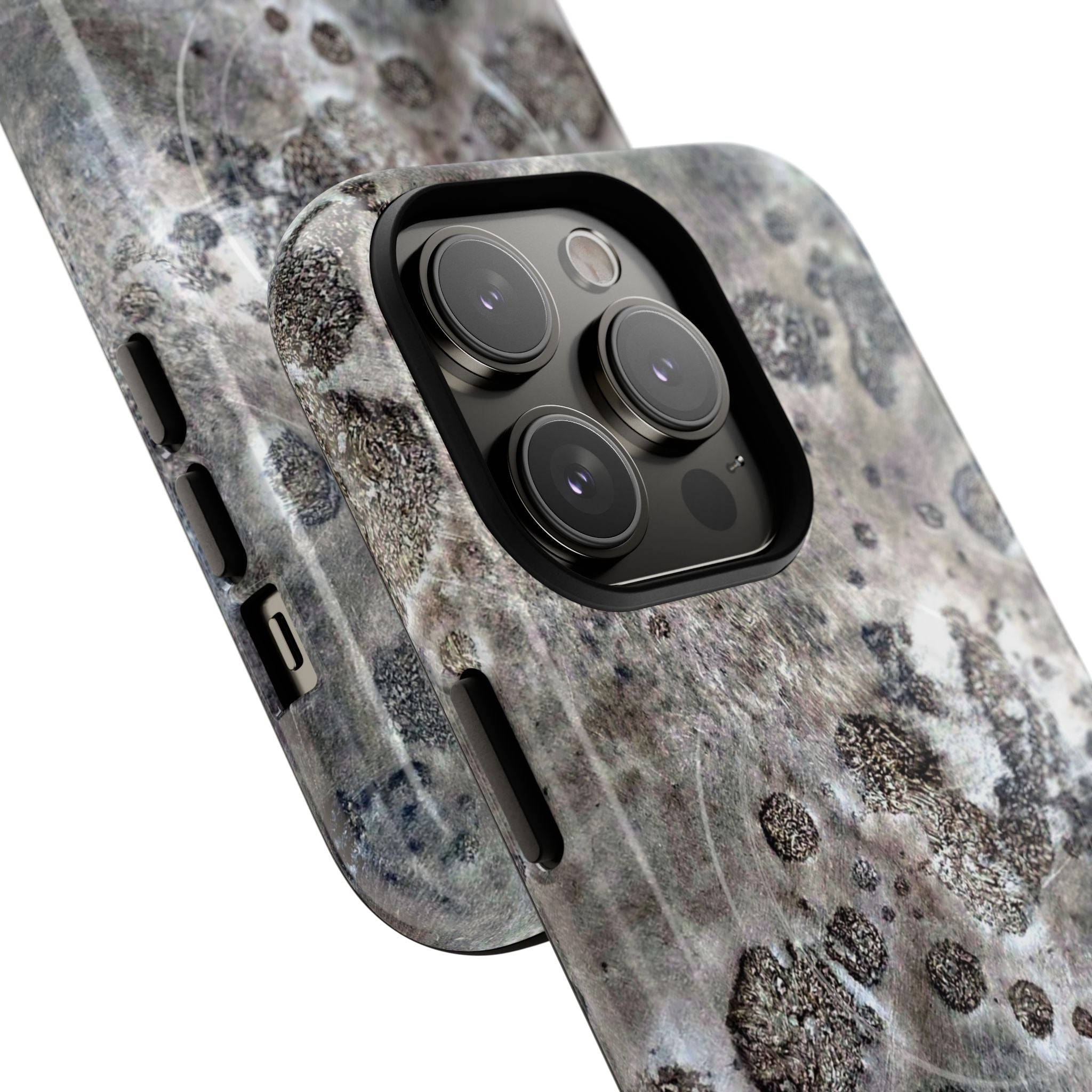 Magnetic iphone case with a Lunar Moon Rock Design is as tough as it looks with 2 layer shell compatible with MagSafe Accessories