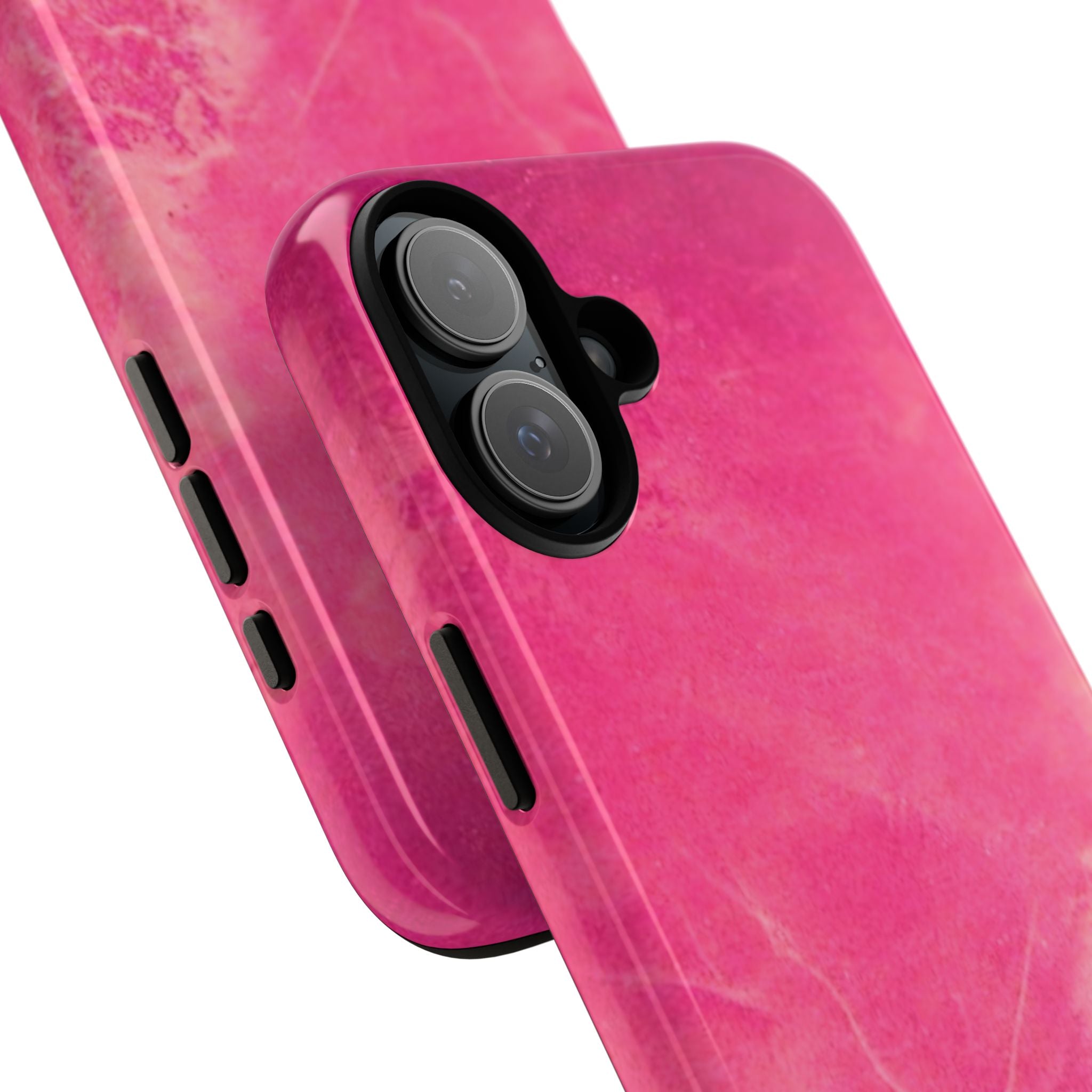 phone case in glossy or matte Hot Pink Marble Design with UV and impact resistance protection