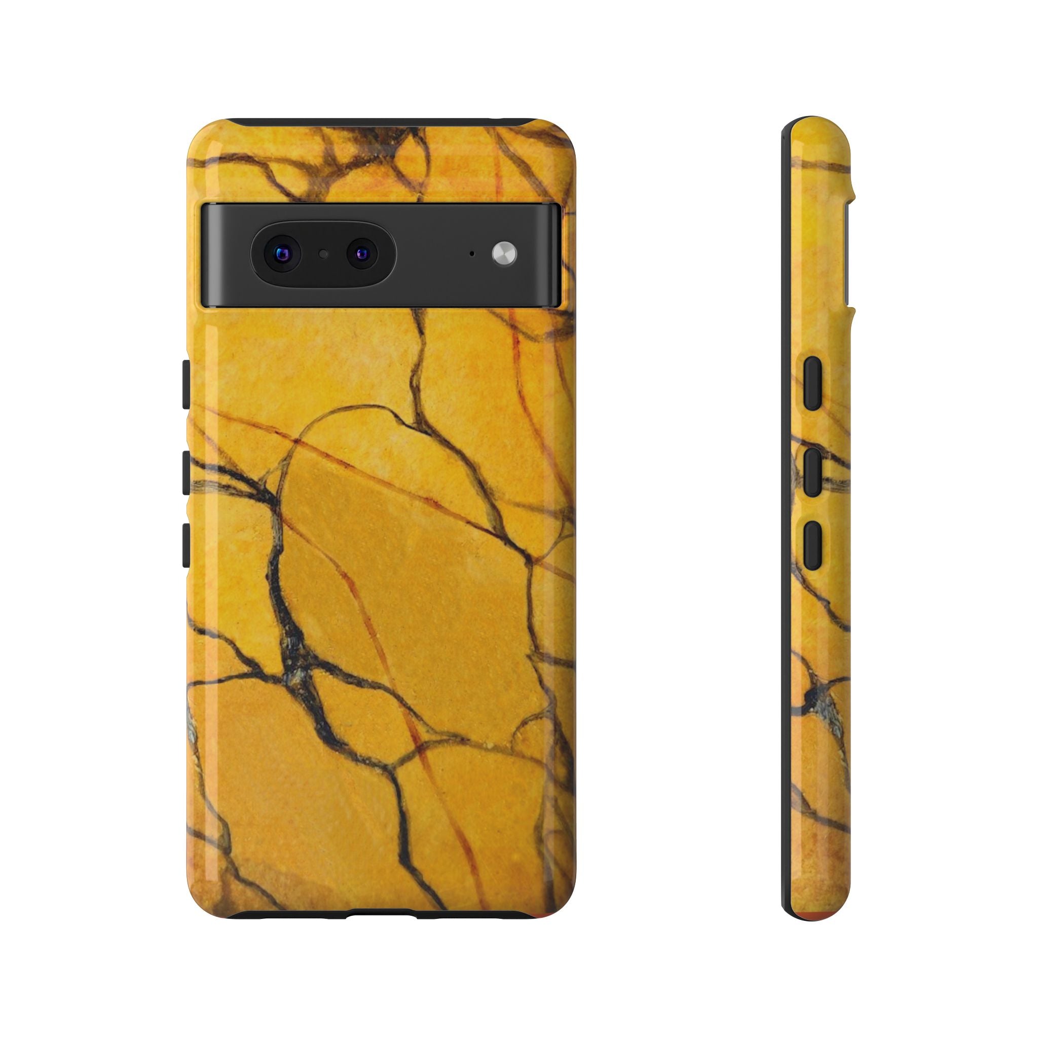 phone case in eye catching gold marble design in glossy or matte finish with silicone lining and hard shell for impact and UV resistance