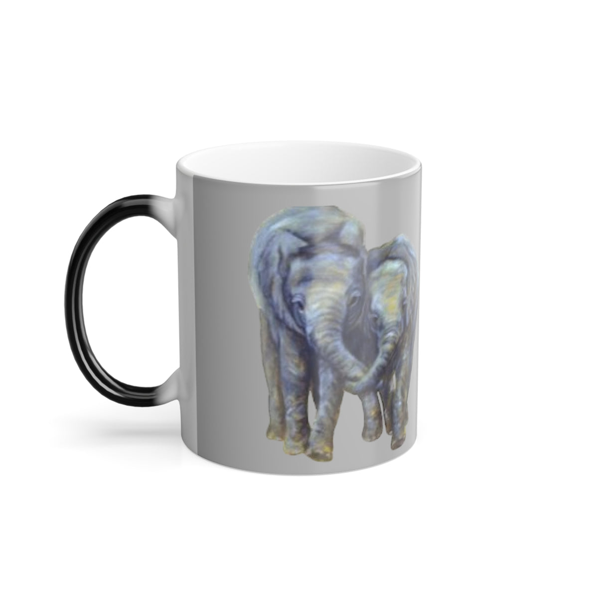 Mug Painted with Elephant Besties