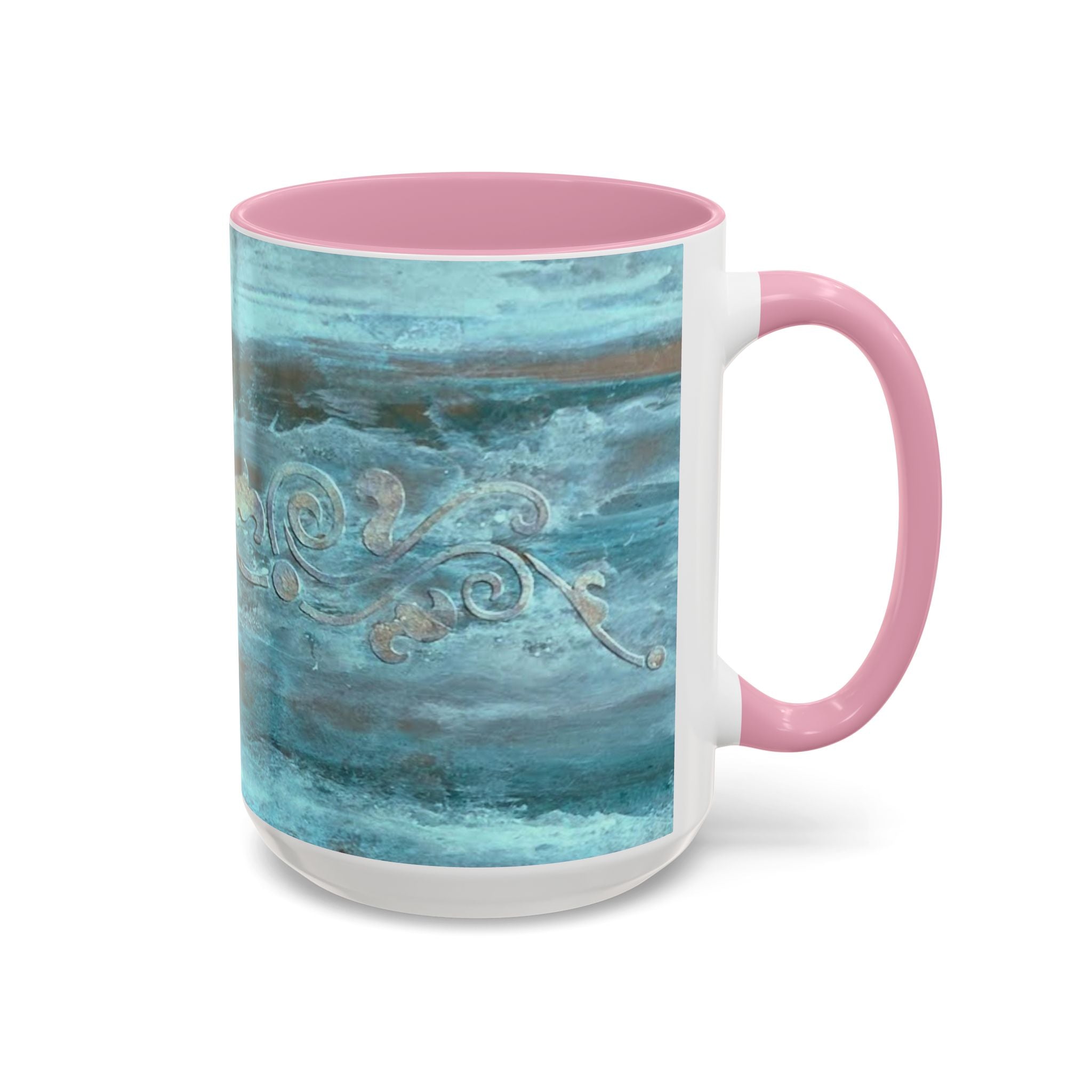 Mugs - Artistically painted with scrolled design 15oz & 11oz by Studio Blitz