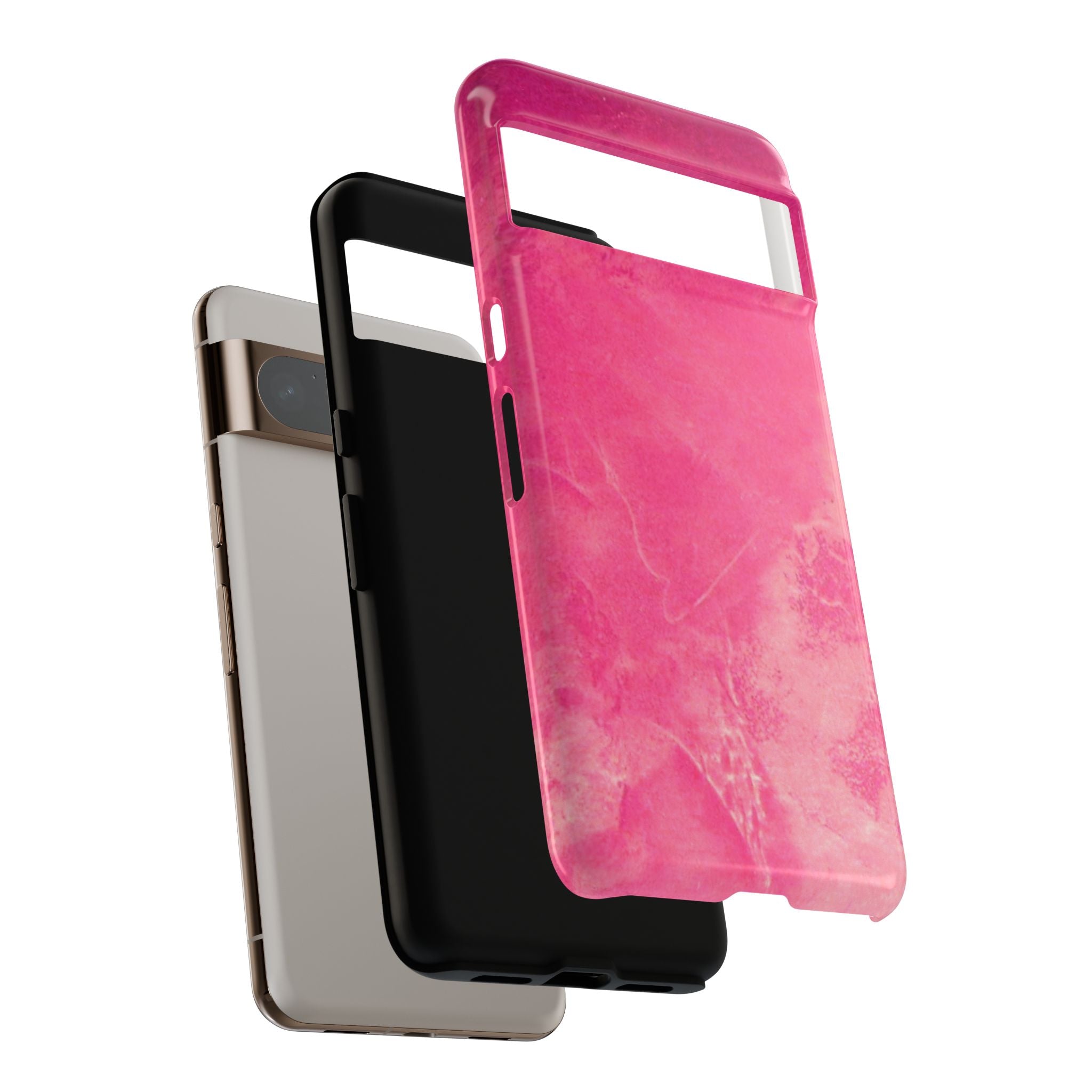 phone case in glossy or matte Hot Pink Marble Design with UV and impact resistance protection