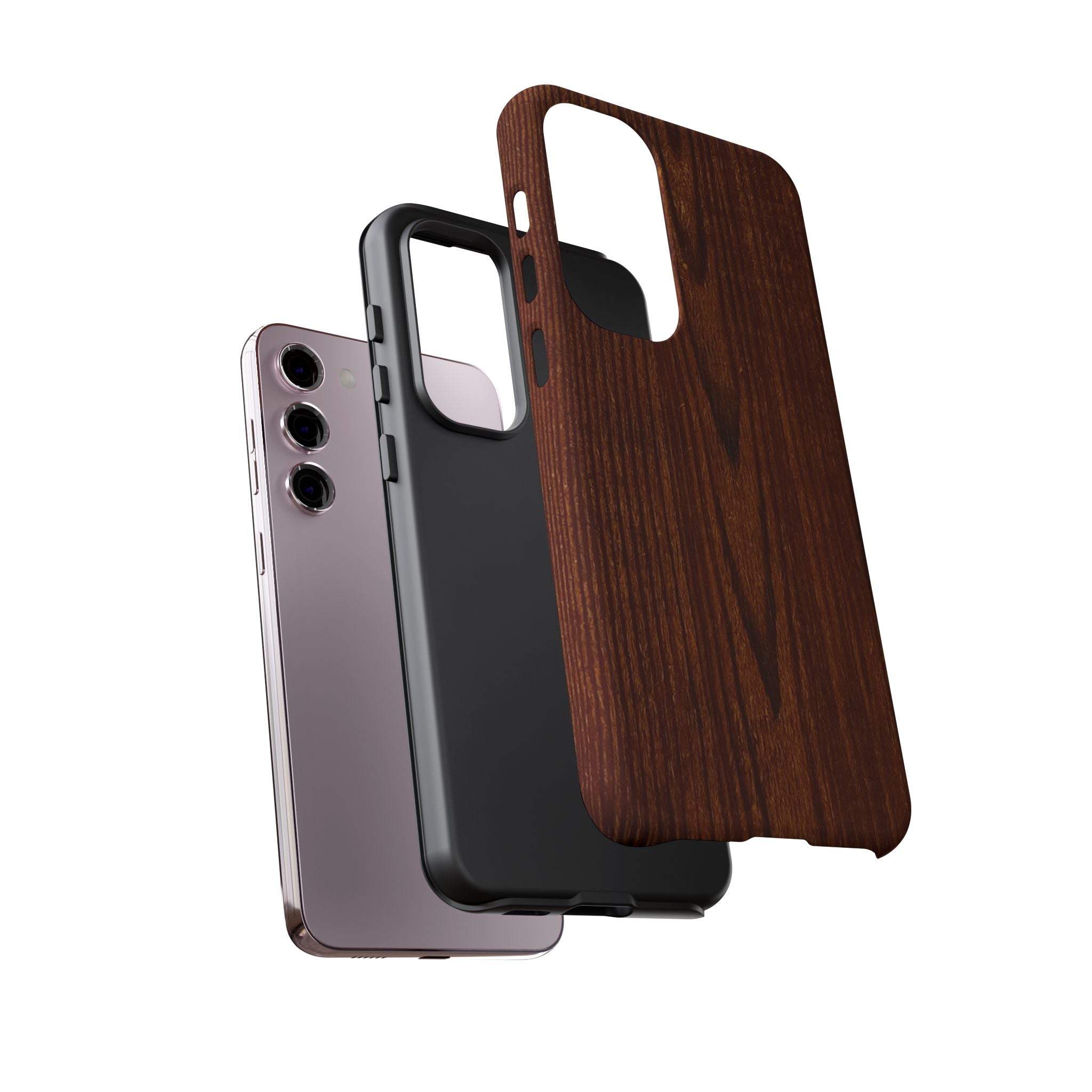 Phone Case in Fine Wood Grain Design with rustic, rugged good looks with toughness and durability for UV and impact resistance protection