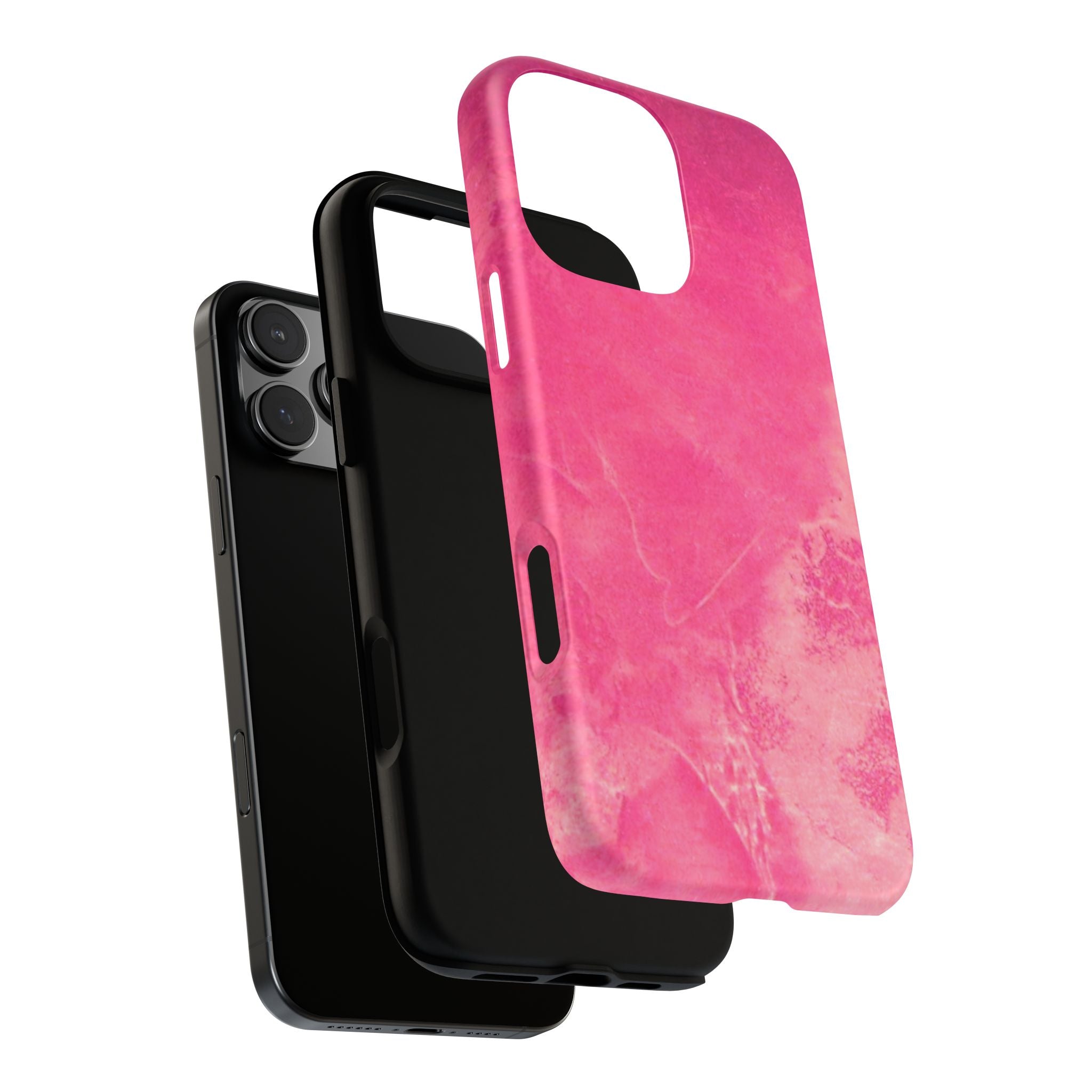 phone case in glossy or matte Hot Pink Marble Design with UV and impact resistance protection