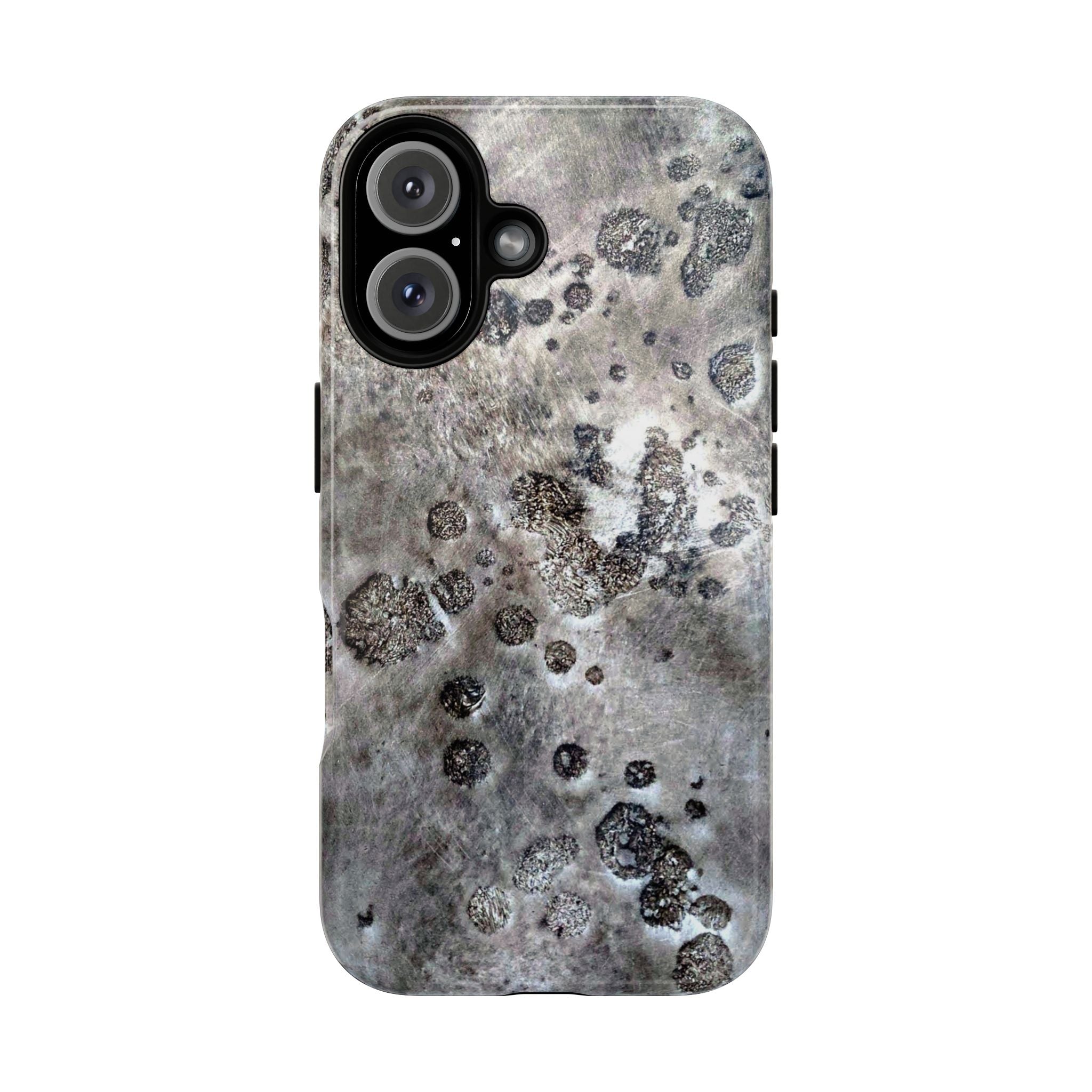 Magnetic iphone case with a Lunar Moon Rock Design is as tough as it looks with 2 layer shell compatible with MagSafe Accessories