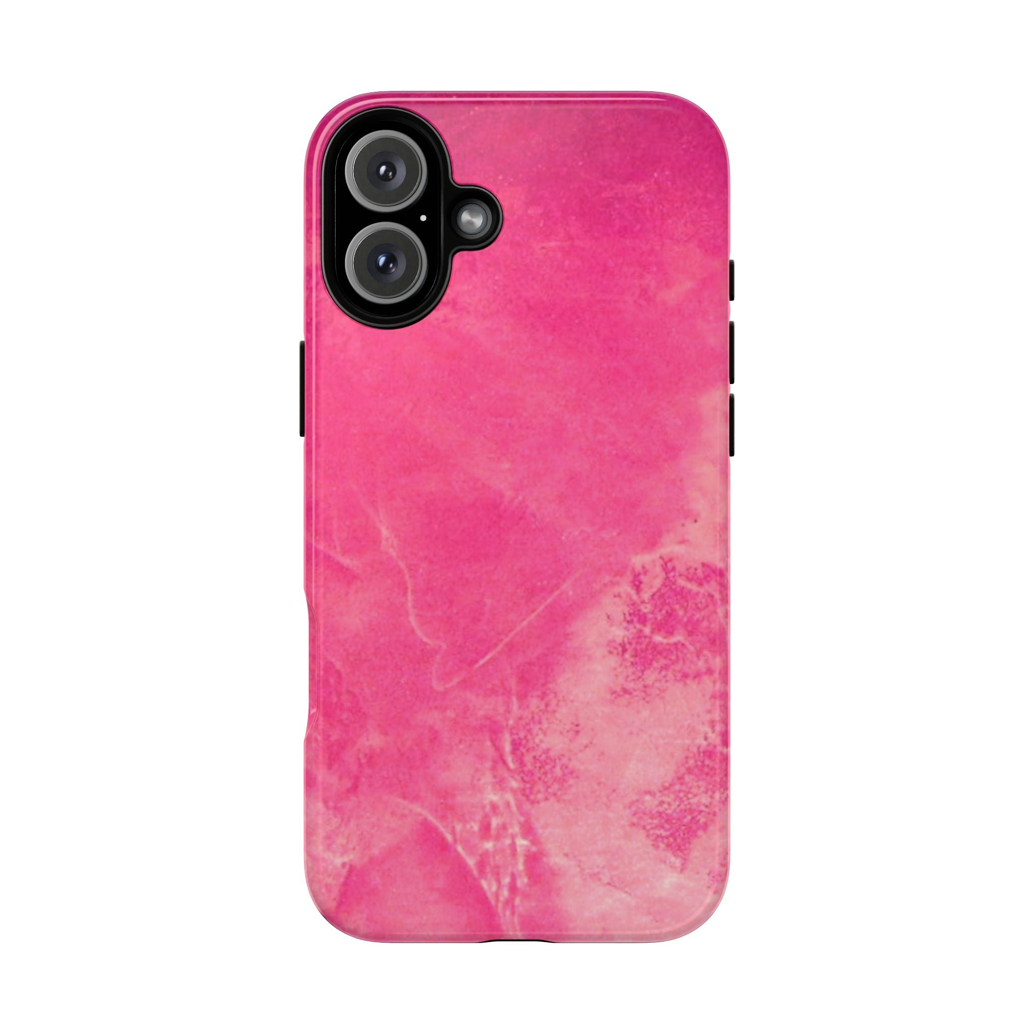 phone case in glossy or matte Hot Pink Marble Design with UV and impact resistance protection