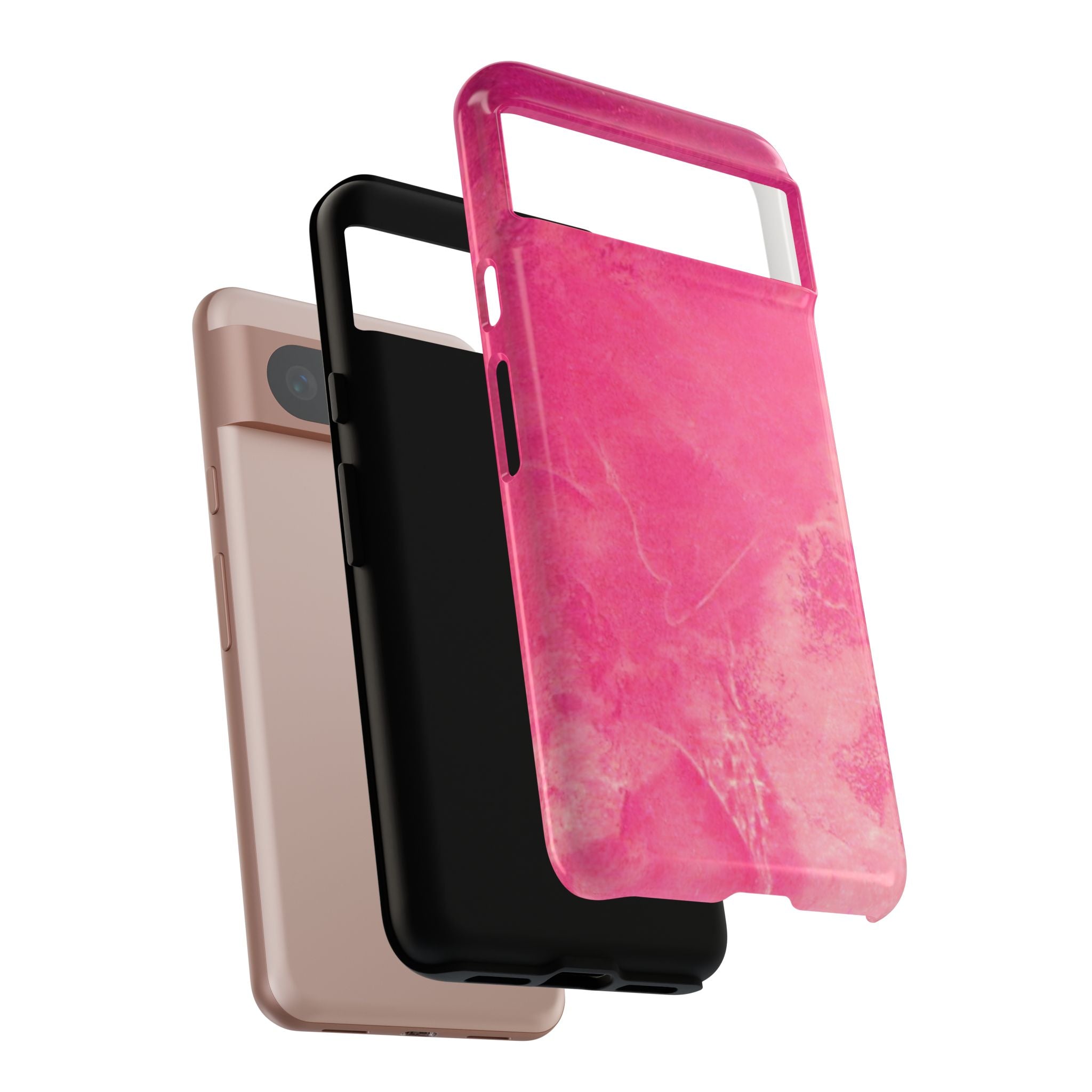 phone case in glossy or matte Hot Pink Marble Design with UV and impact resistance protection