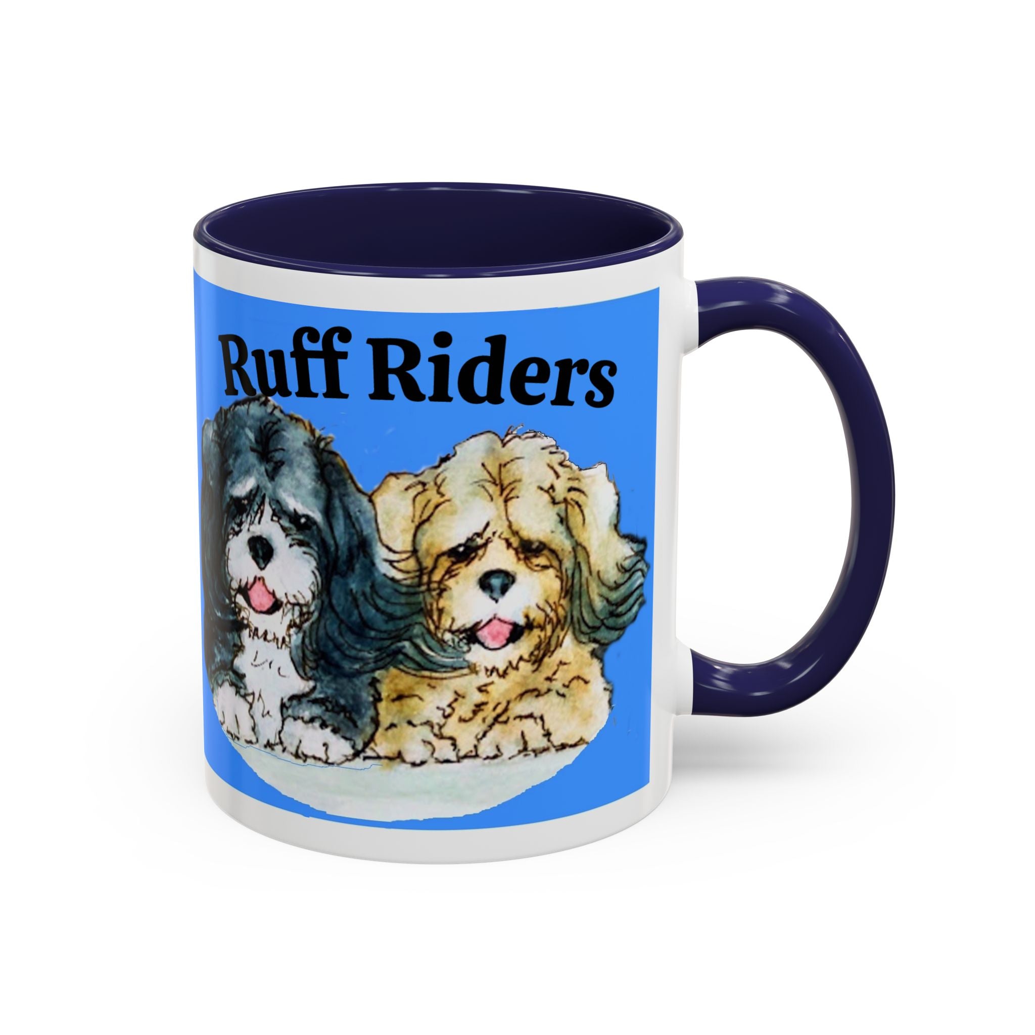 Ruff Riders Dog Mug — Cute Dog Car Riding Duo Accent Mug (11/15oz)