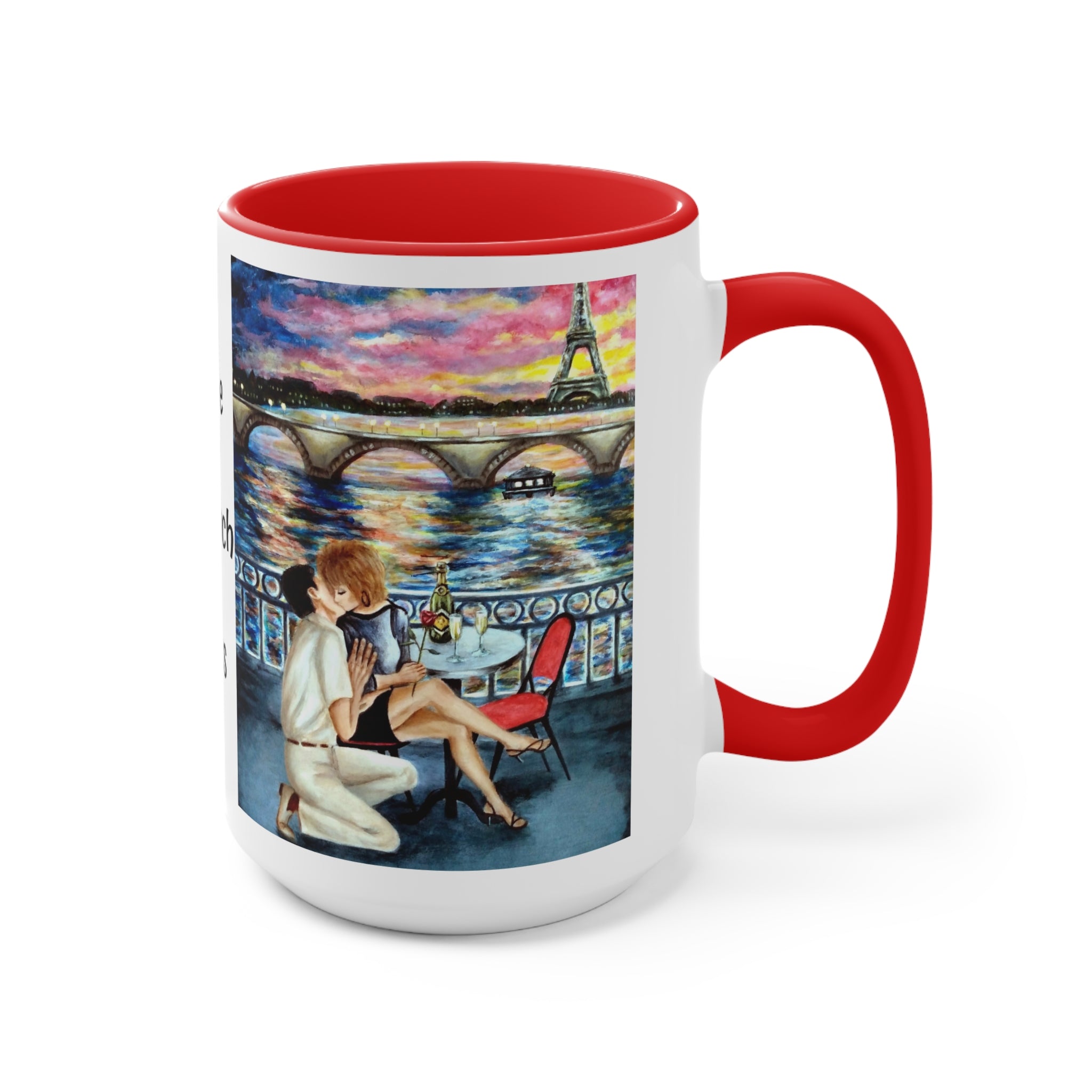 Mugs of Romantic Paris and The French Kiss in Artist Rendering