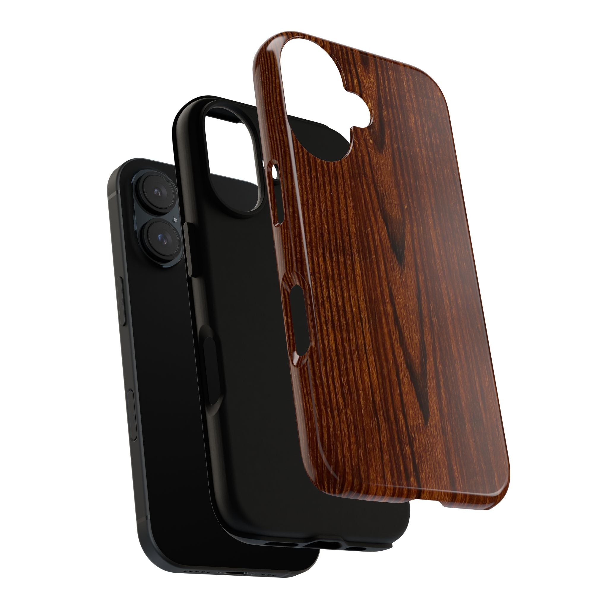 Phone Case in Fine Wood Grain Design with rustic, rugged good looks with toughness and durability for UV and impact resistance protection