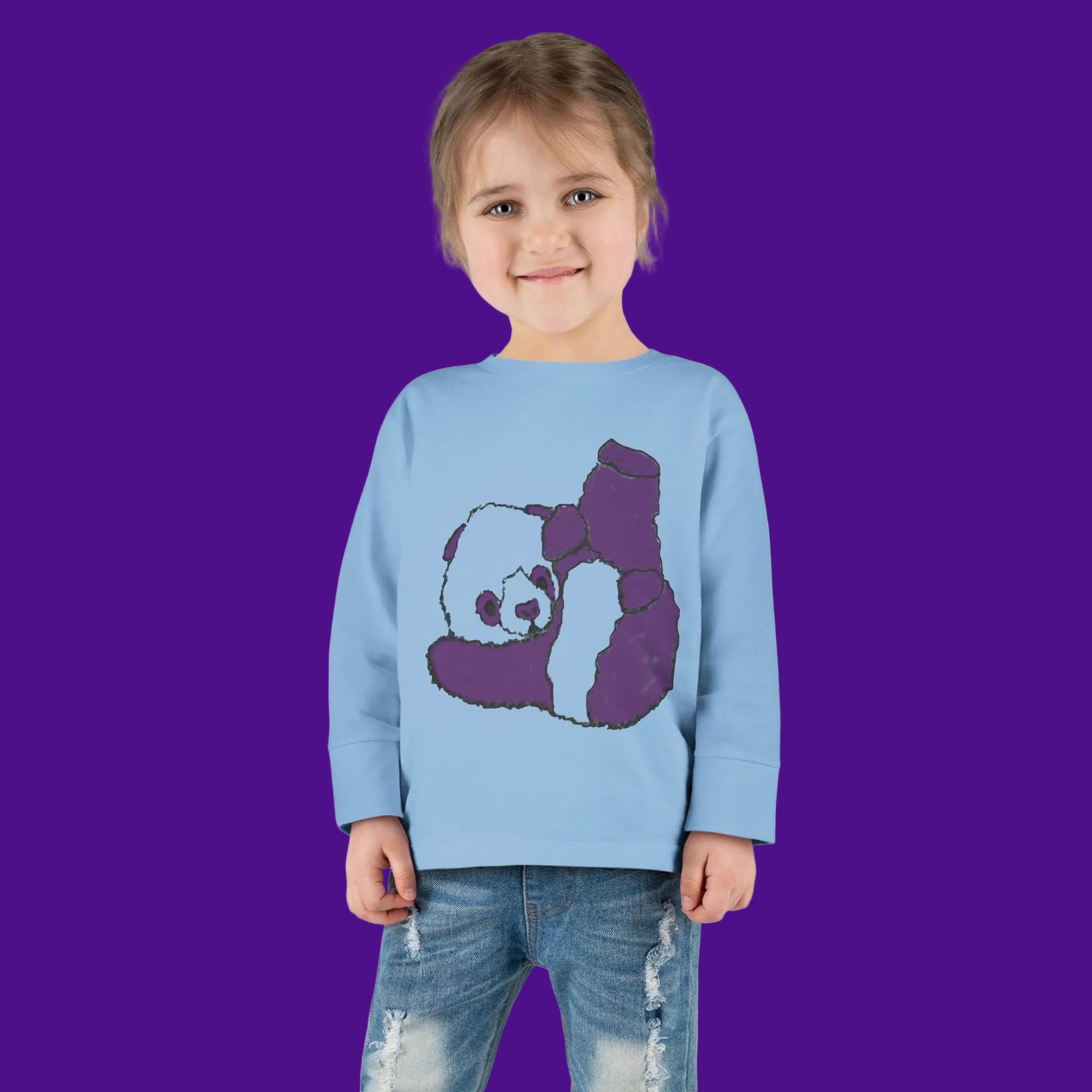 Long sleeve toddler's Tee in light blue - also in white, pink and heather