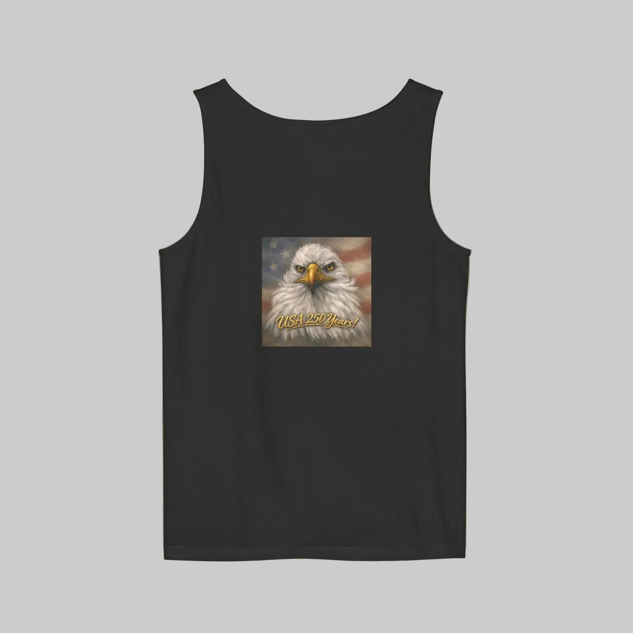 Black tank top with an eagle painted and 'USA 2023' 