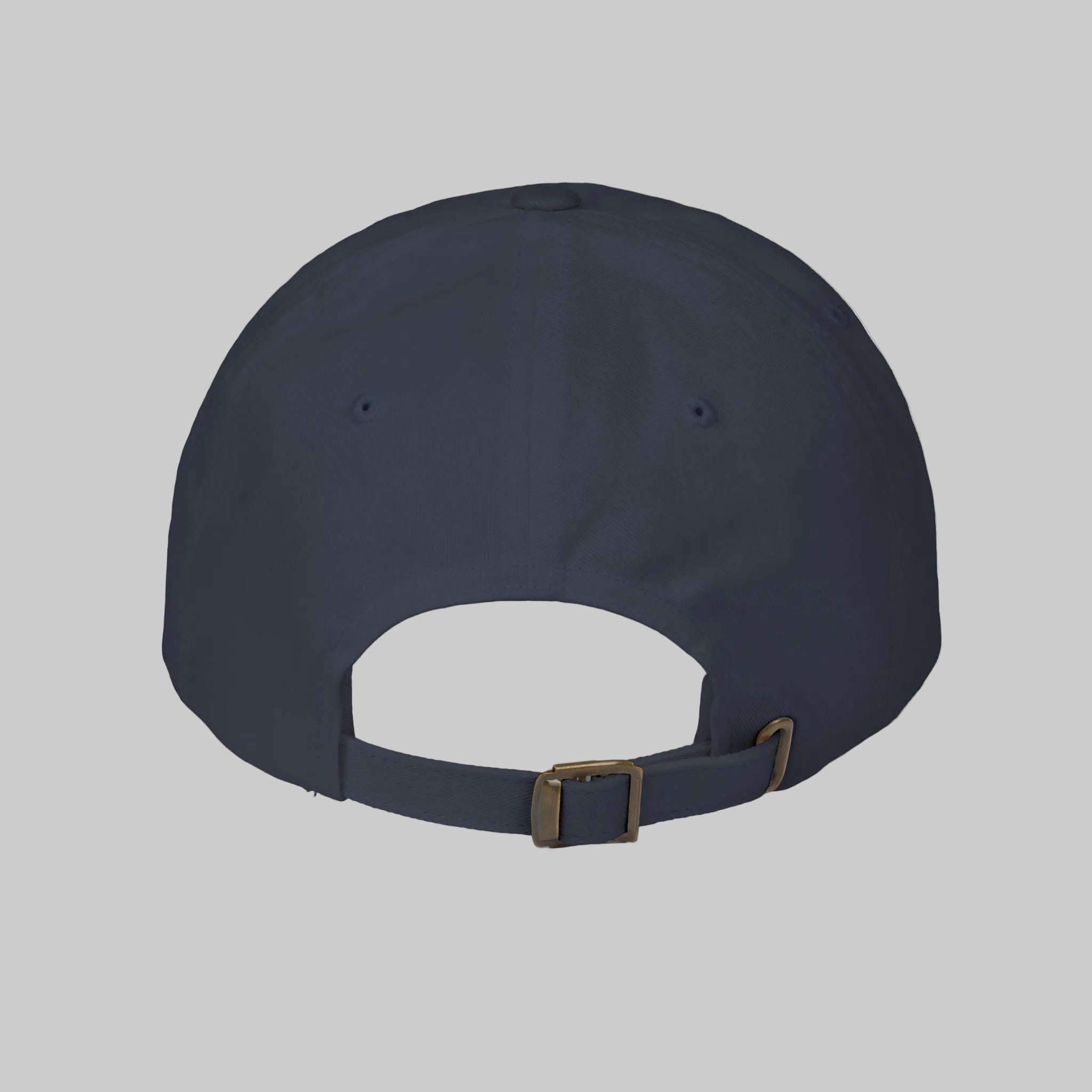 Navy dad's cap with a brown buckle for adjusting