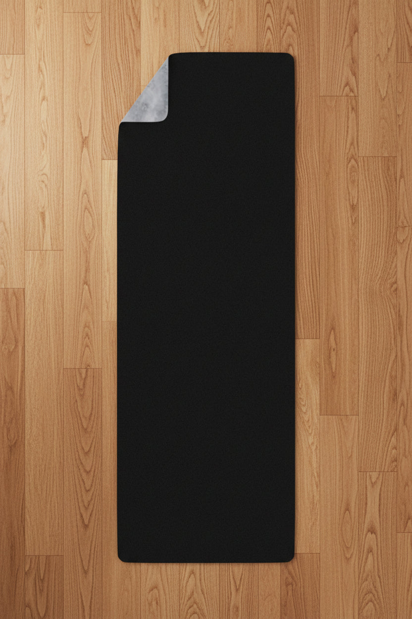 Back of yoga mat of non-slip stability  with a corner folded over