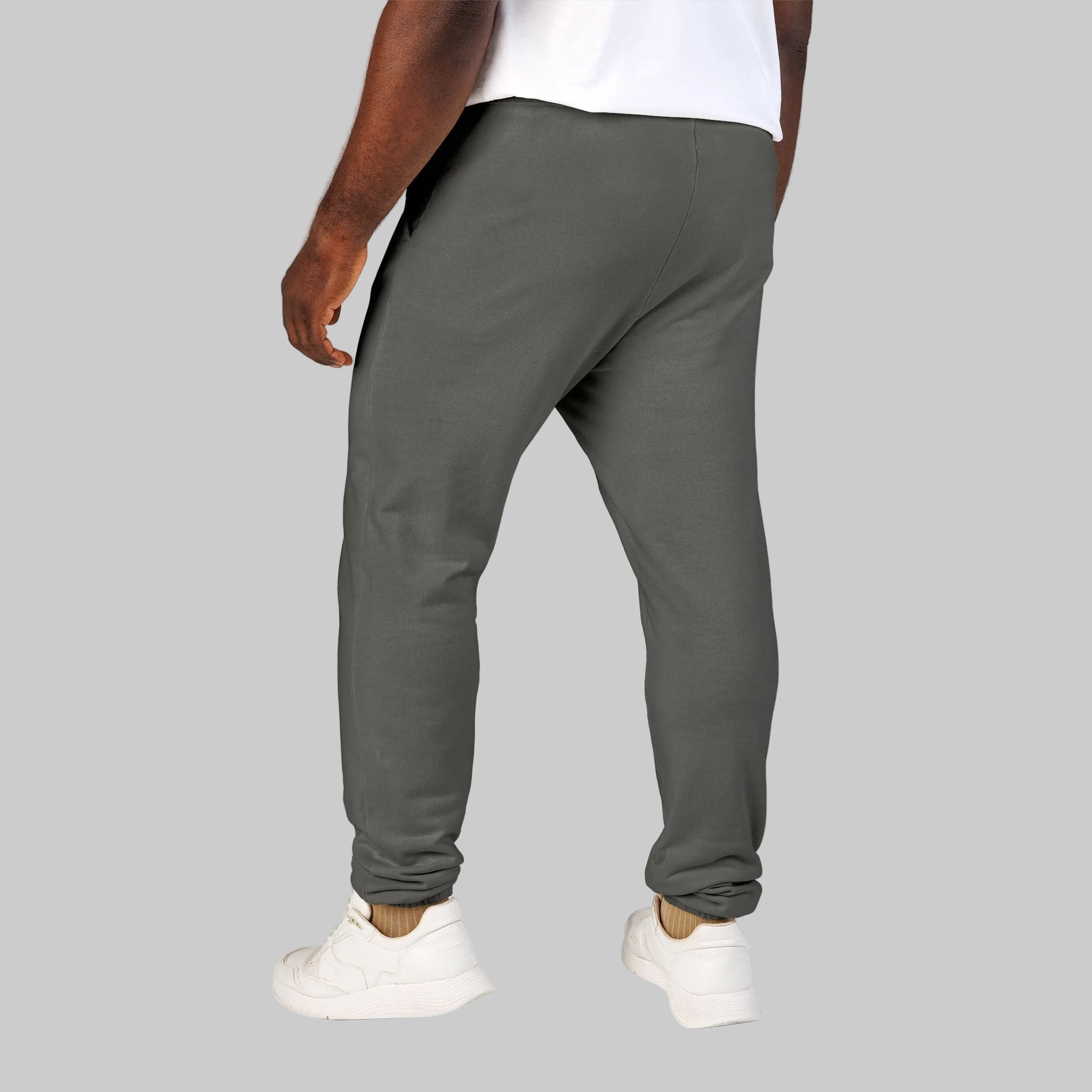 Men and women's sweatpants in soft 100% ring-spunt cotton in Pepper Color - back view