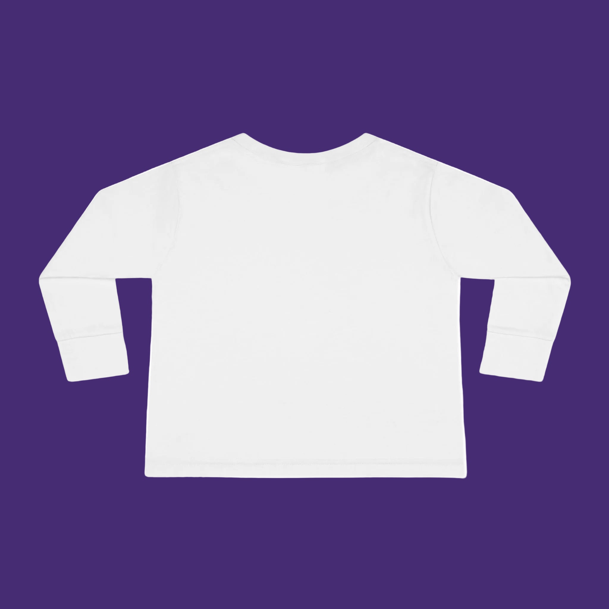 Back of White long-sleeve crop top on a white background