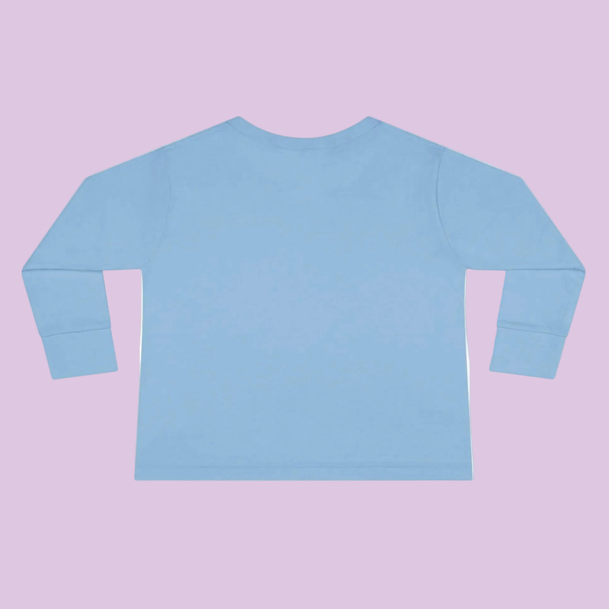 Light blue long-sleeve T-shirt for children 2T-6T shown from the back