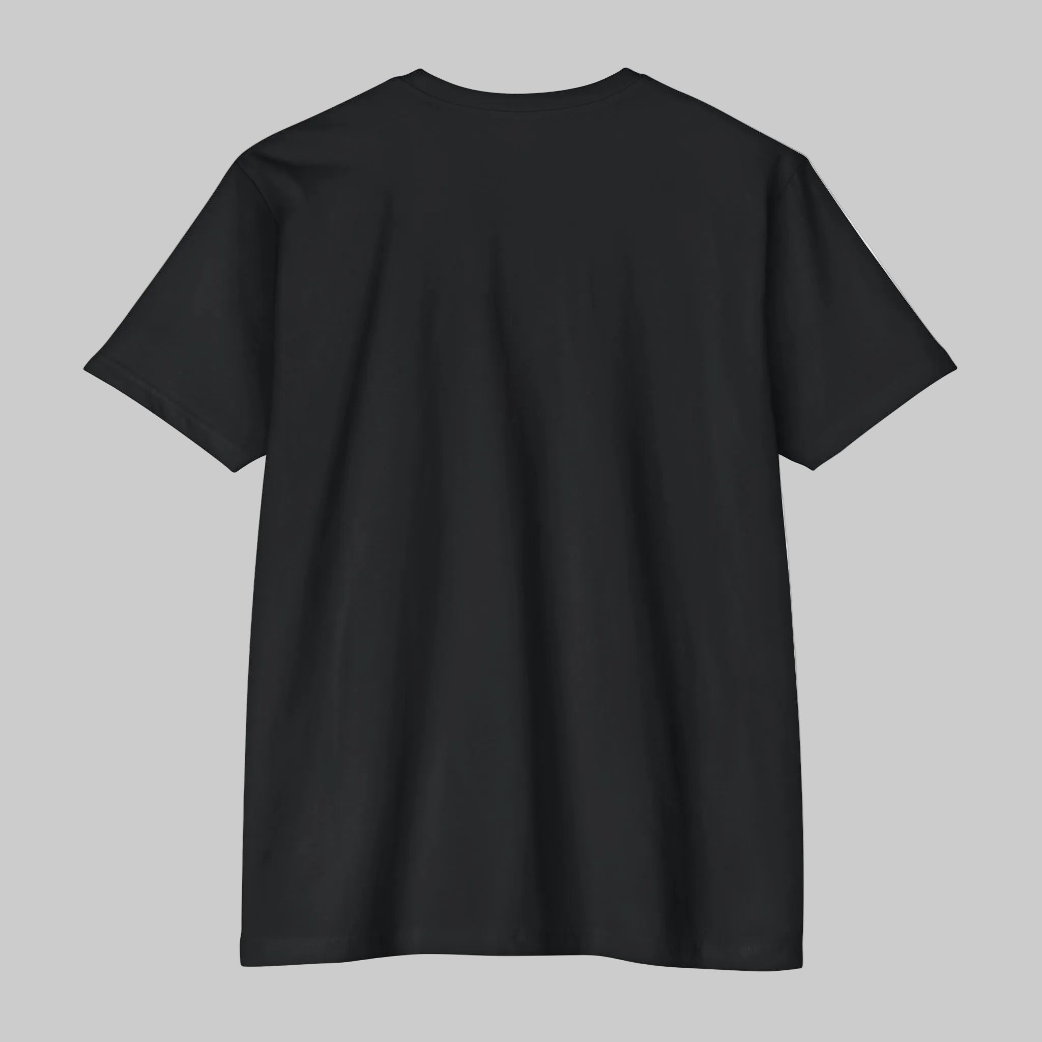 back view of unisex black soft, light weight comfortable Tee XS-5X