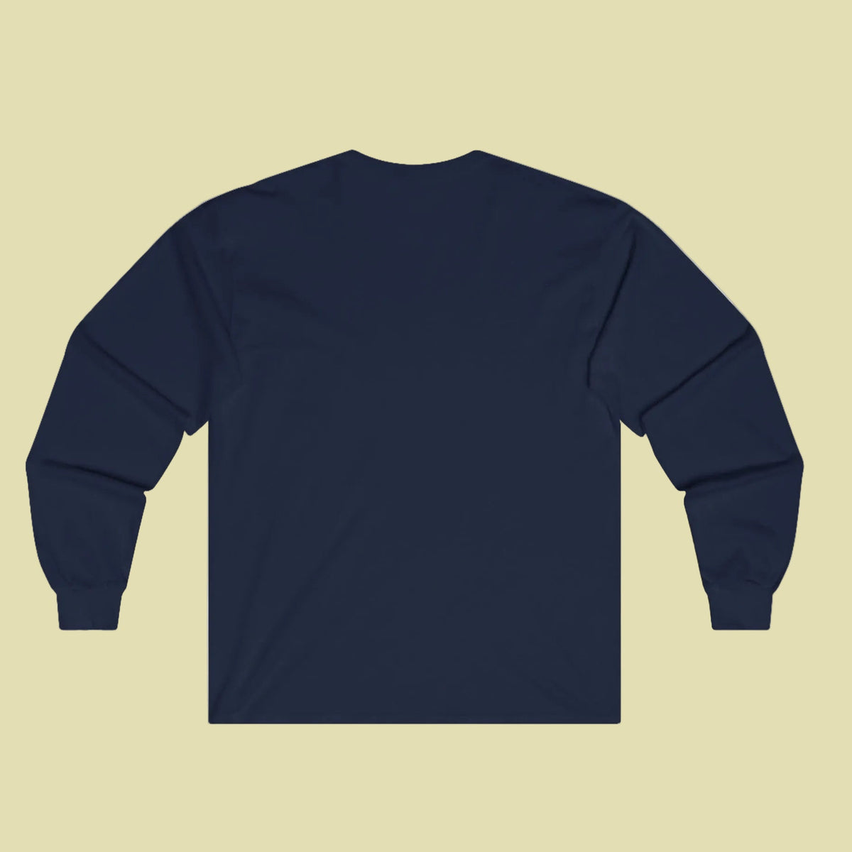 Navy long sleeve cotton Tee shown from back