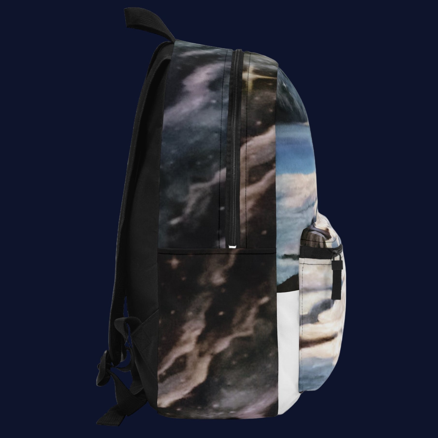 Backpack with a awesome space-themed design with zipper and 4 compartments