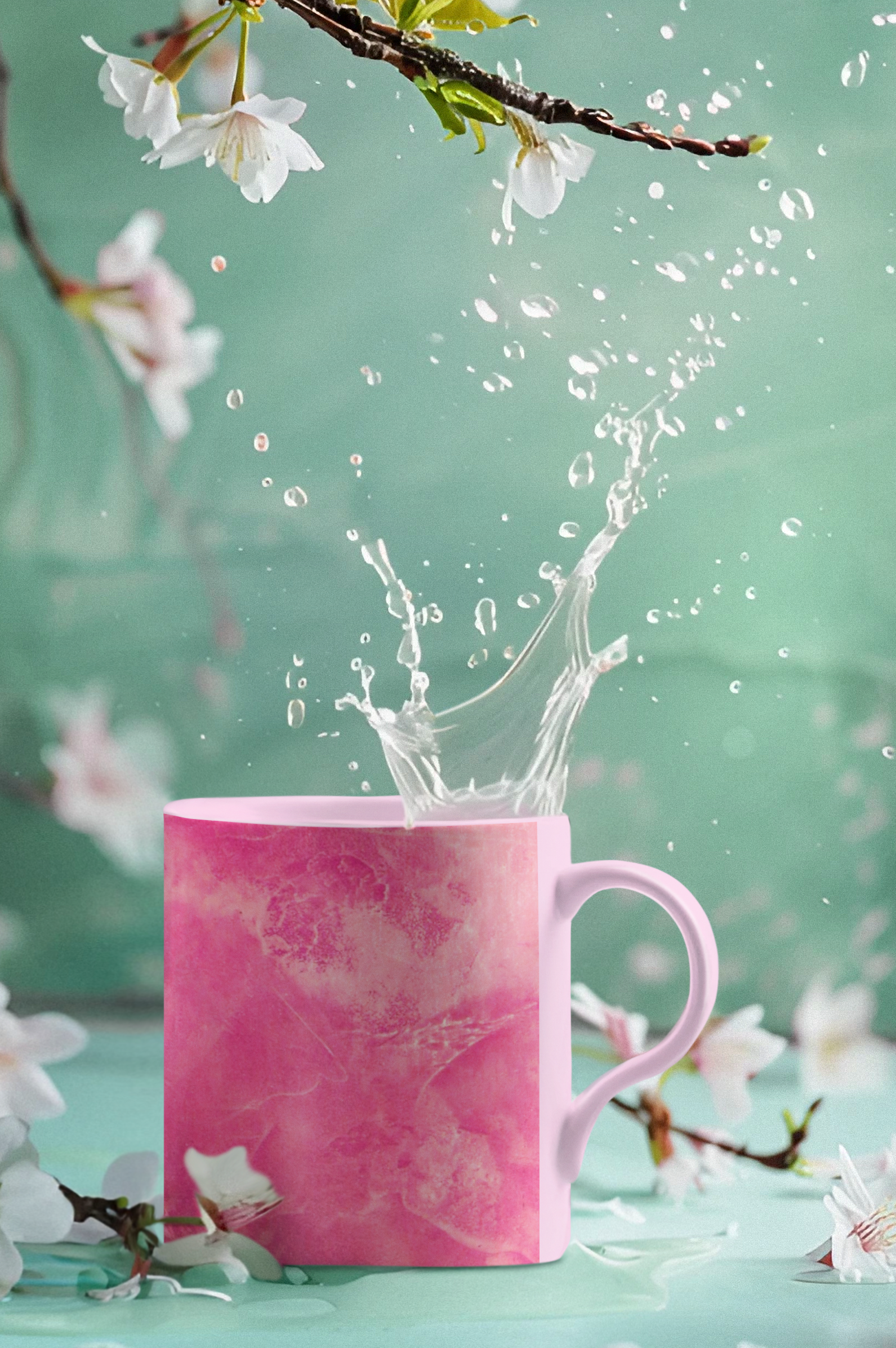 Vibrant, Glossy Pink marbled mug in 11oz and 15oz