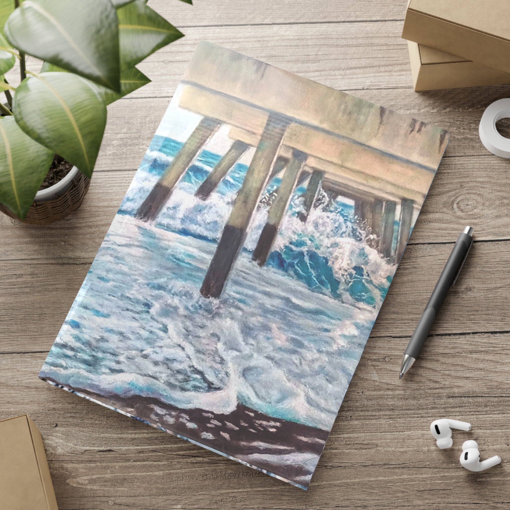 Journal with a wave crashing sea scene cover in 3 convenient sizes