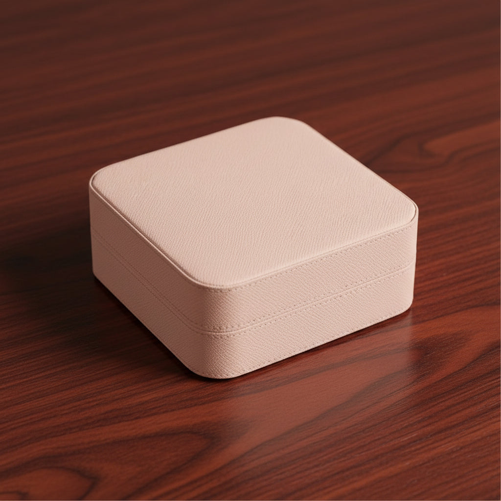 Pink bottom of traveler's jewelry case 