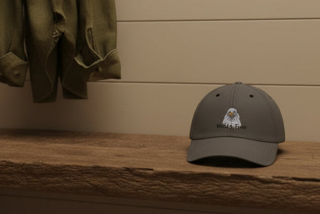 Dark gray cap with an eagle design and 'Wild & Free' text for all day wear