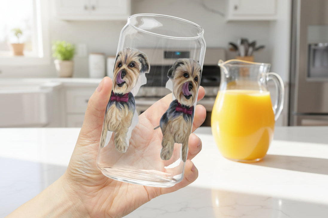 16 oz. Thirsty Yorkie Glass Sipper is comfortable to hold and carry anywhere 