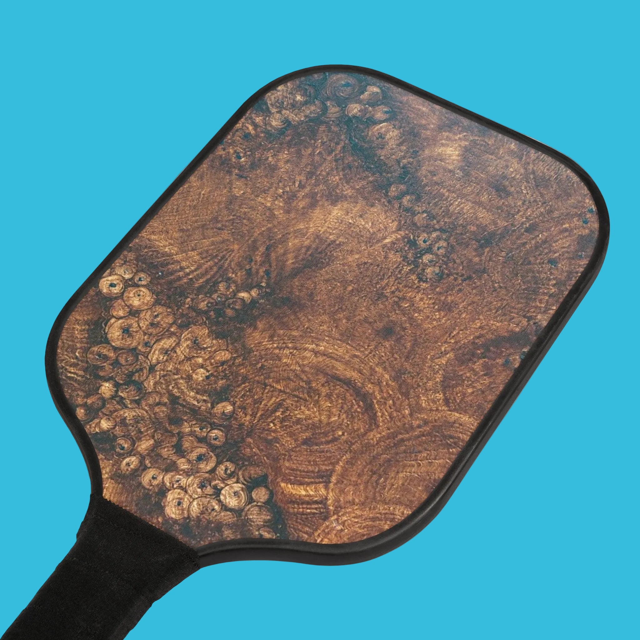 Burl Wood pickleball paddle design on 100% wood with comfortable handles
