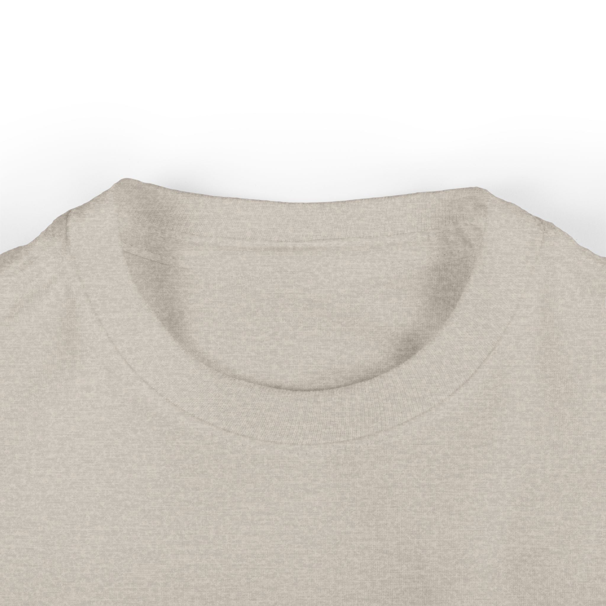 Ribbed knit collar on natural heather toddler tee