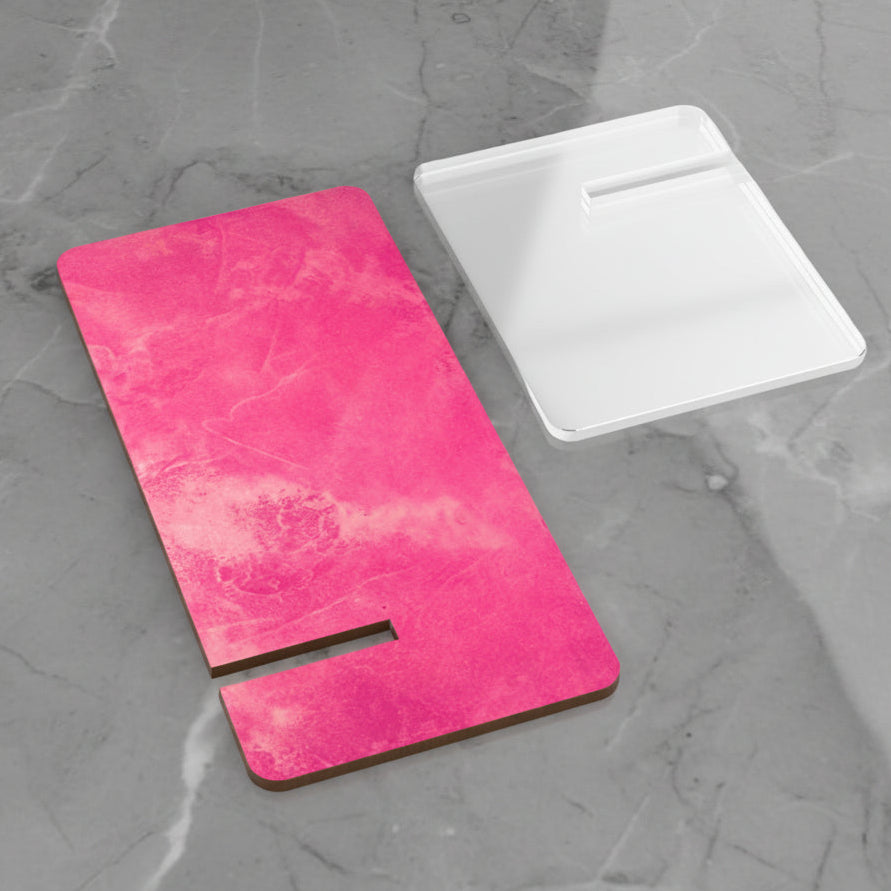 Pink marble like smartphone stand disassembled - quick and easy to assemble