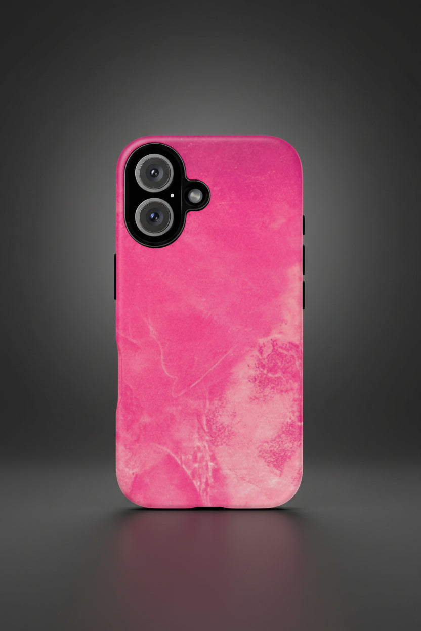 phone case in glossy or matte Hot Pink Marble Design with UV and impact resistance protection