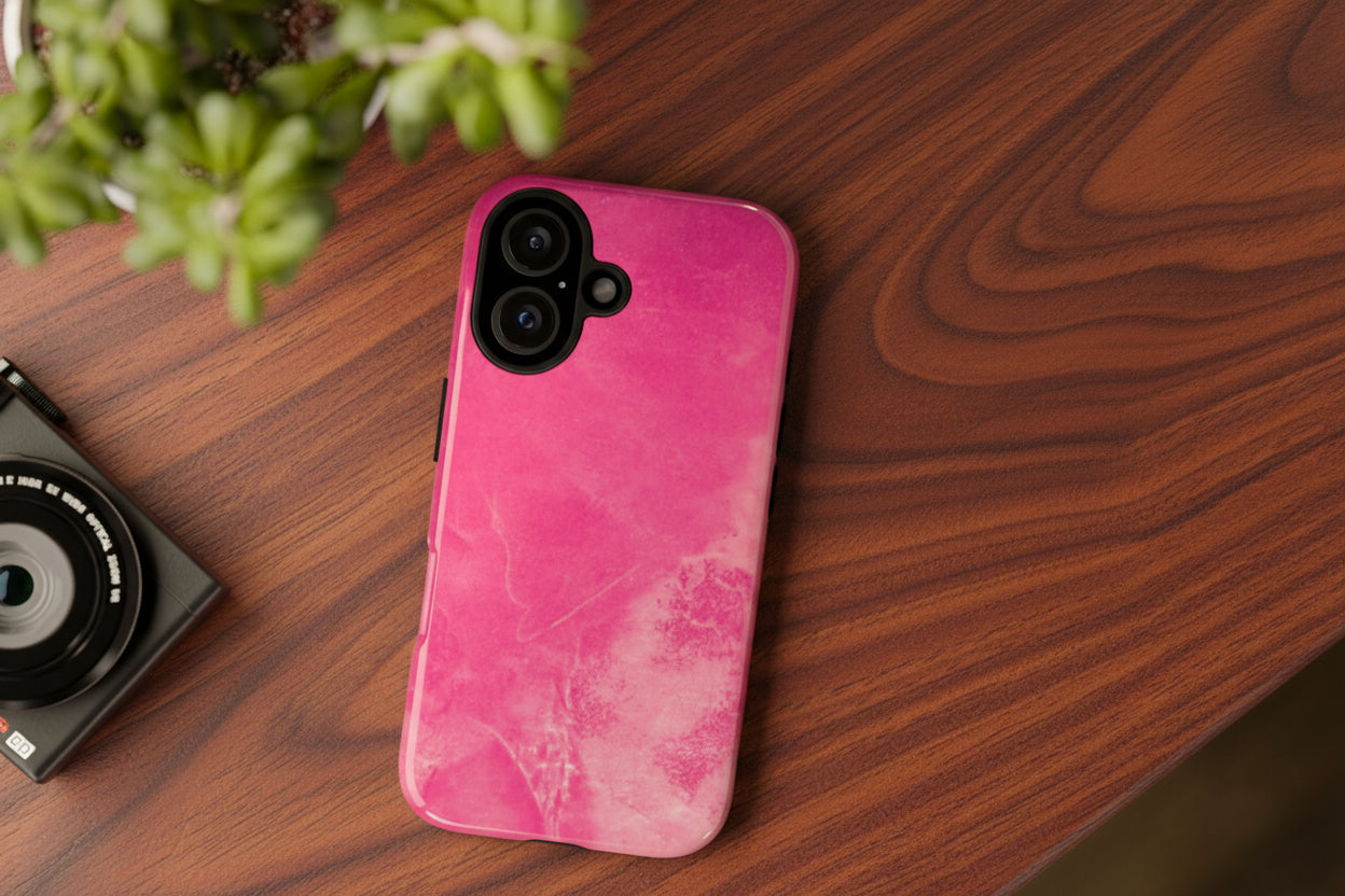 Hot Pink Marble Design with UV and impact resistance protection in glossy or matte finish