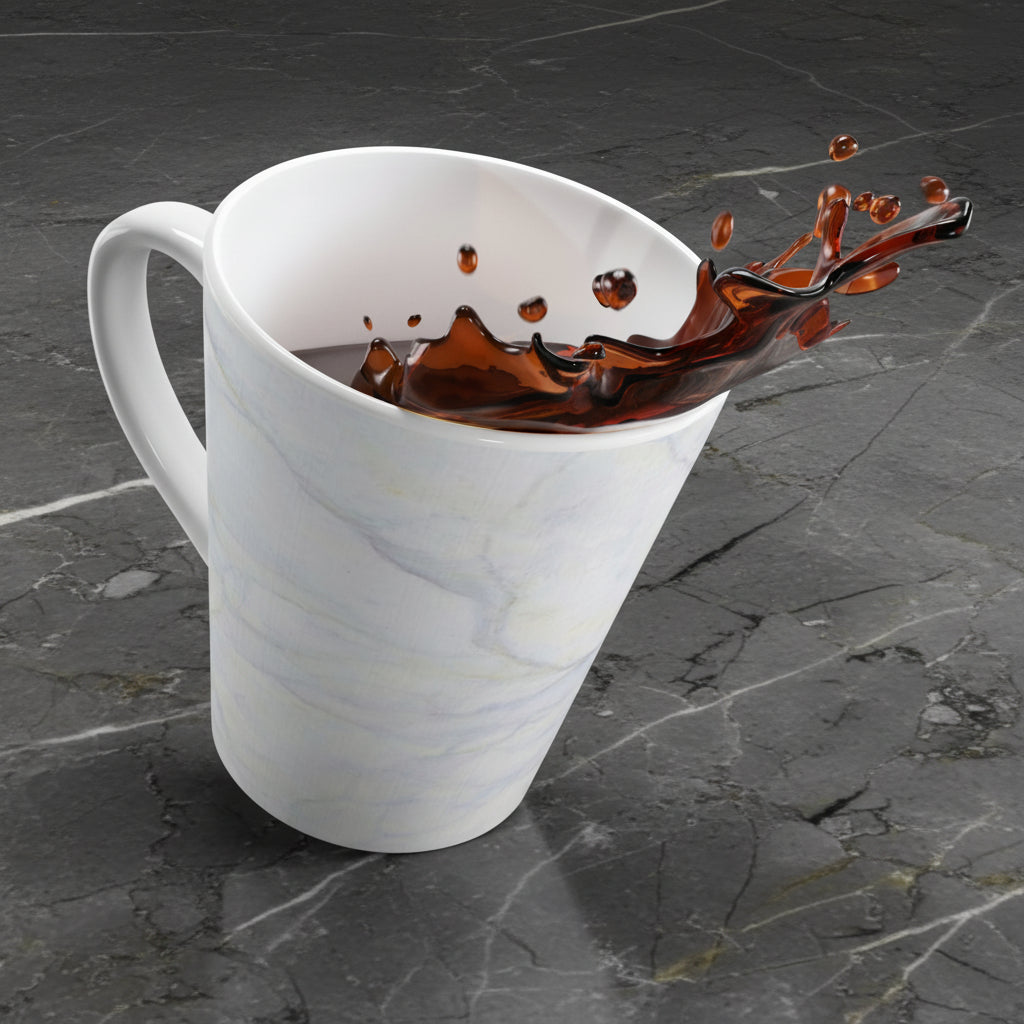 Elegant Painted White Marble Latte Mug 12oz.