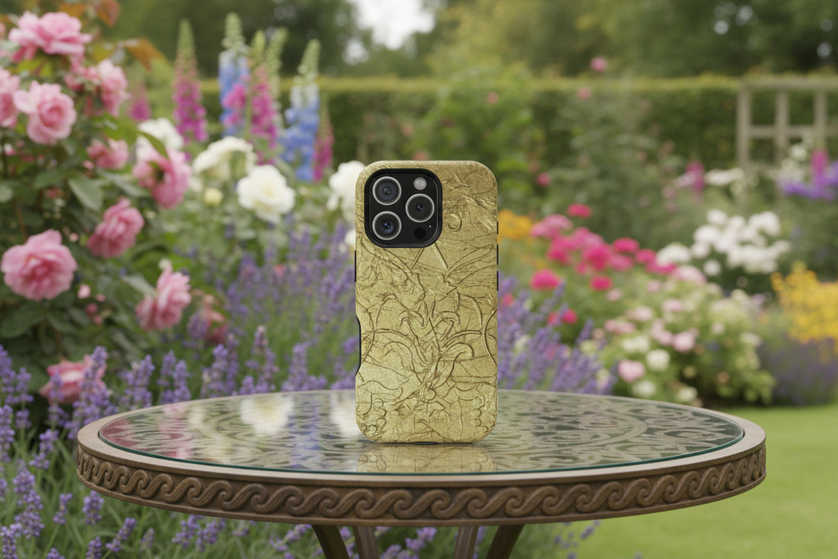 gold i phone case - artistically designed - slim but tough 