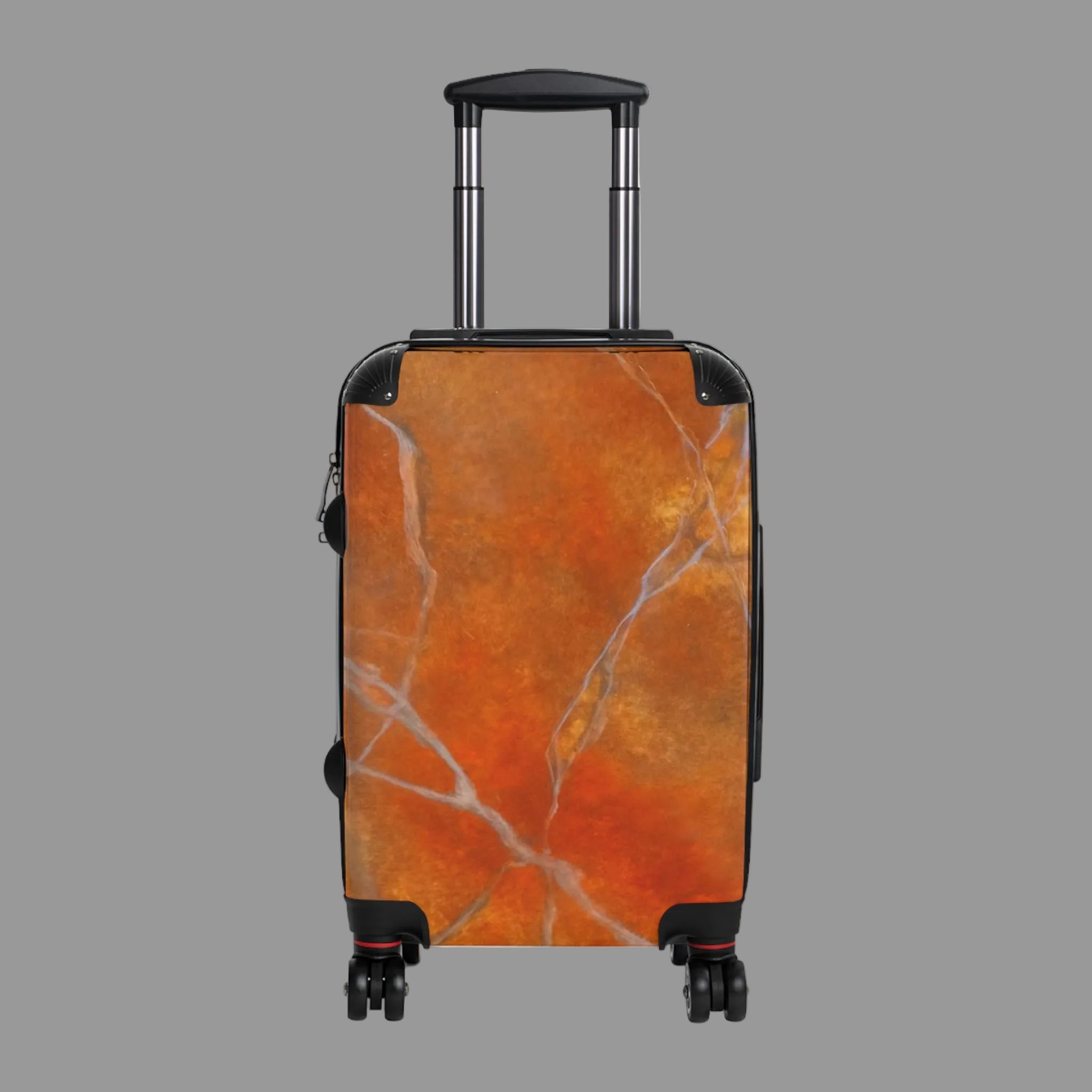 Red Orange marble design suitcase in 2 sizes - extended option for extra storage