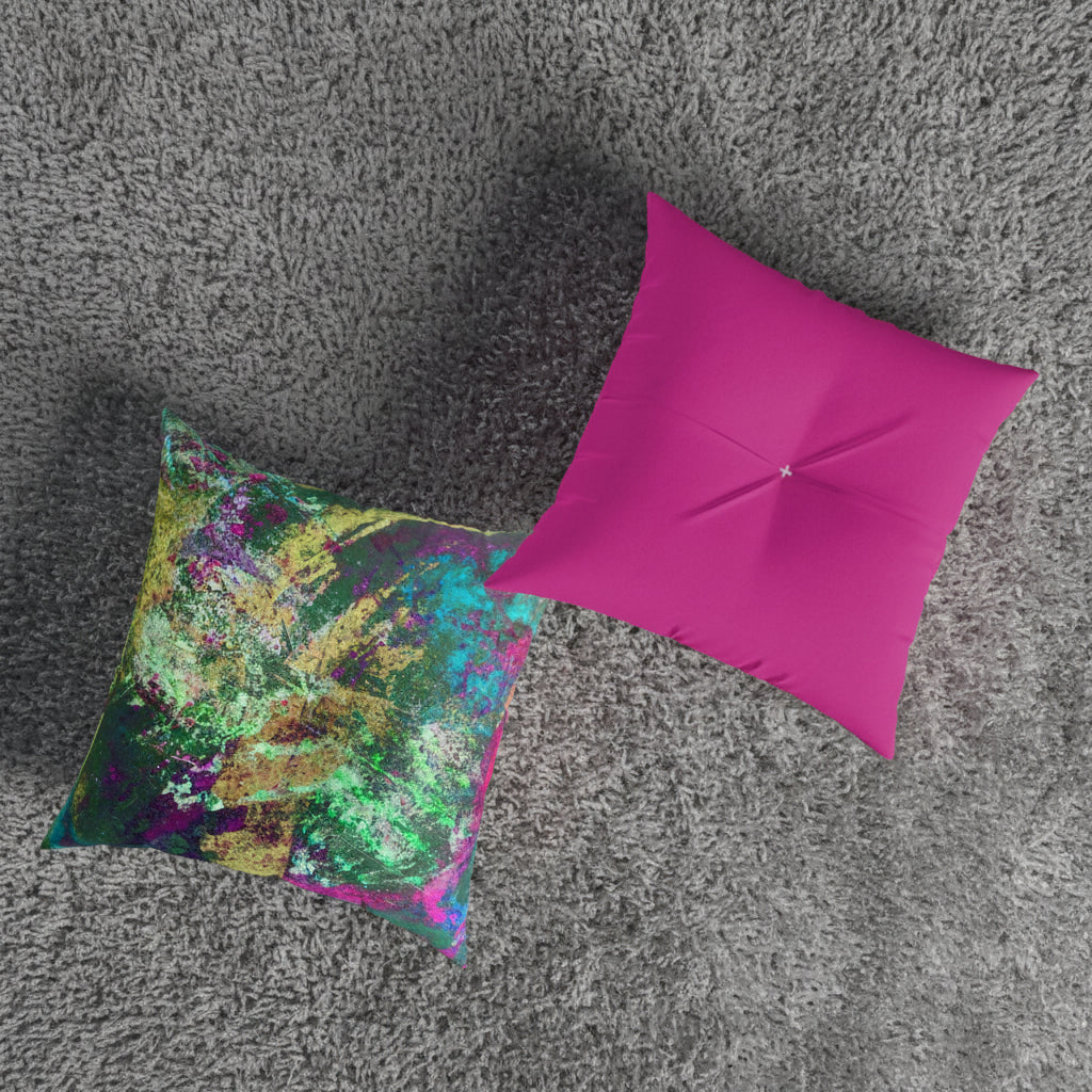 Front and Back of Tufted Floor Pillow comes in 2 sizes