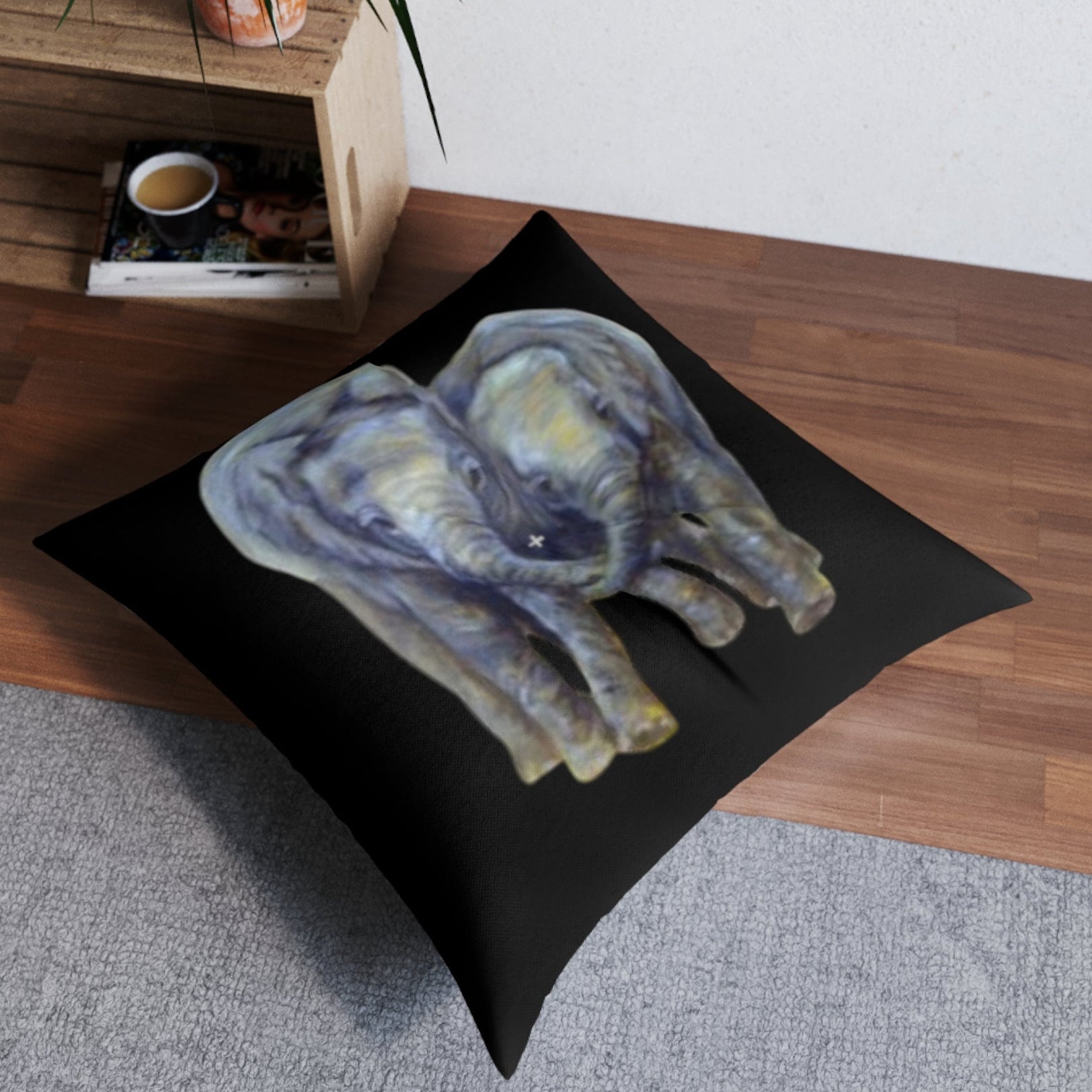 Decorative accent floor pillow with elephant design o