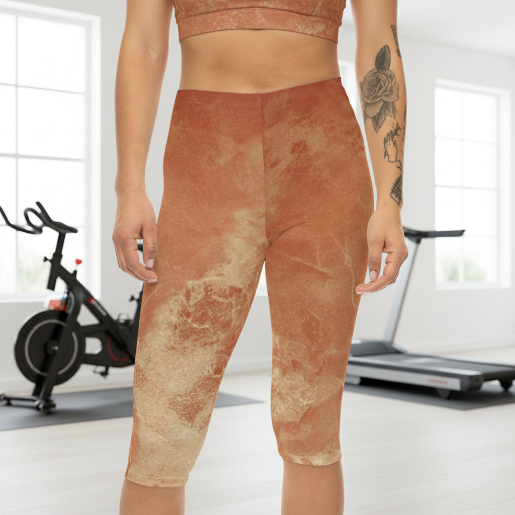 head on view of capri leggings in wild abstract design that gets a lot of looks and is so comfortable and soft XS-2XL