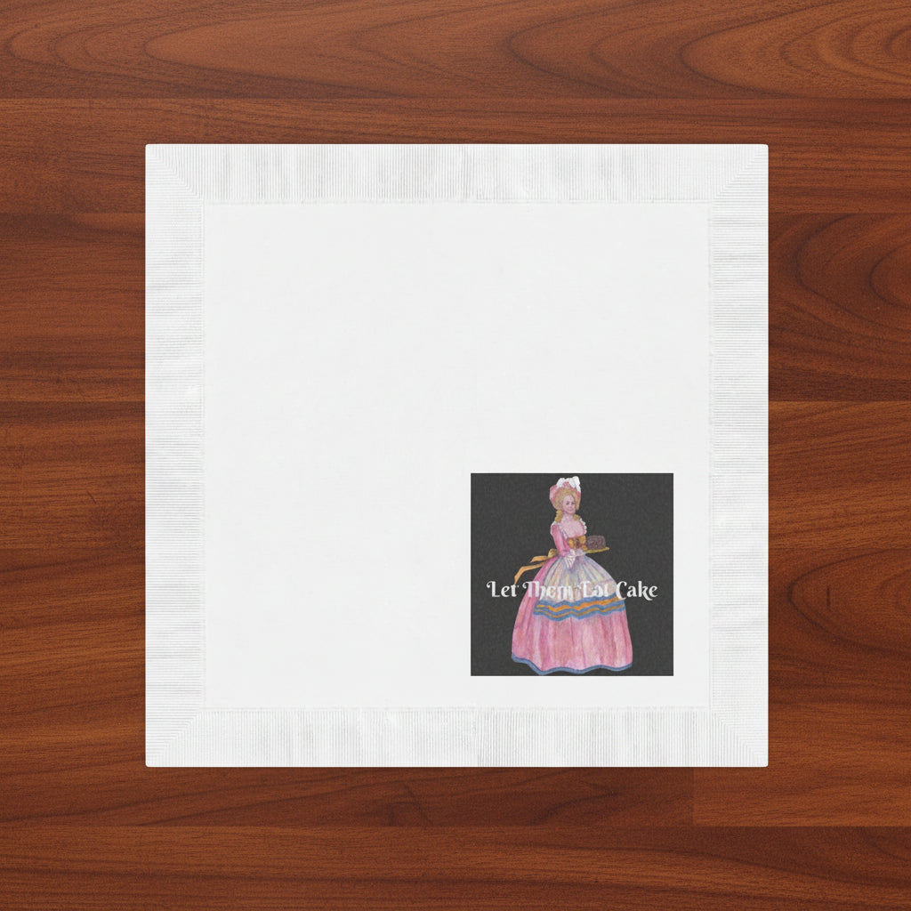 Elegant Napkin is fully opened featuring a Vintage illustration and text - 4.8" x 4.8" and 6.5" x 6.5"