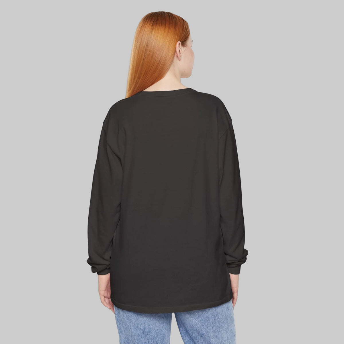 Long sleeves unisex T-shirt in back view