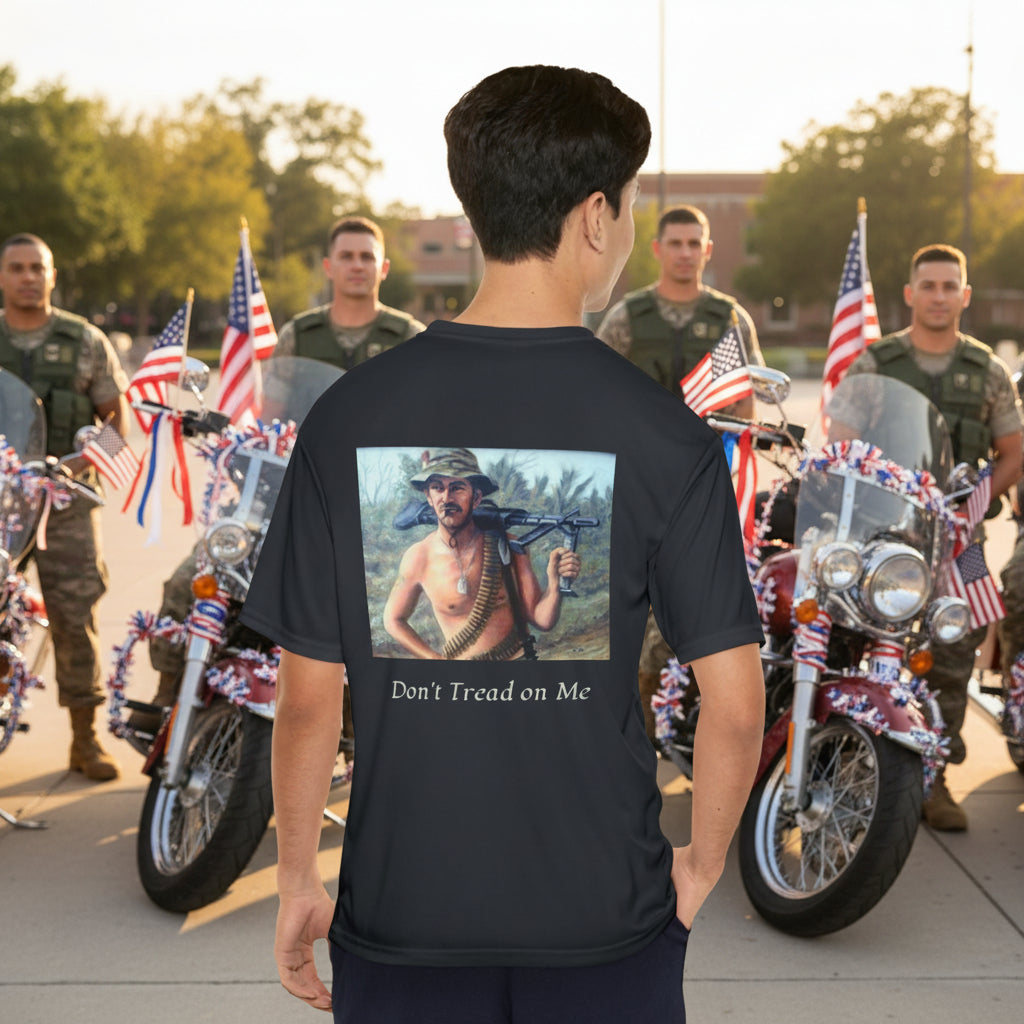 Black Performance Men's Tee with graphic and text honoring Vets will keep you cool and dry with moisture-wicking fabric. S-3XL
