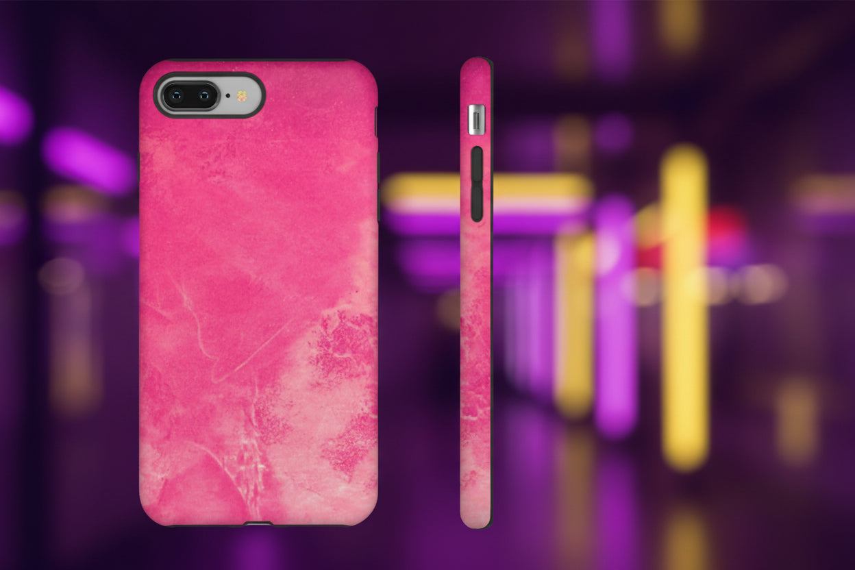 phone case in glossy or matte Hot Pink Marble Design with UV and impact resistance protection
