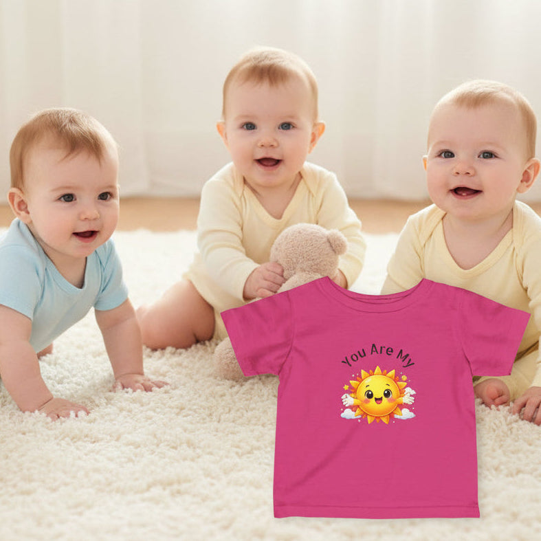 Hot Pink Toddler's T-shirt with Sunshine graphic - 6mos-24mos - 100% soft cotton