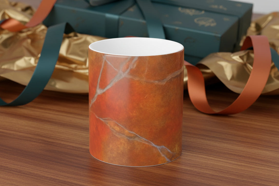 Red/Orange Marble-painted mug makes a fabulous gift any time for any one