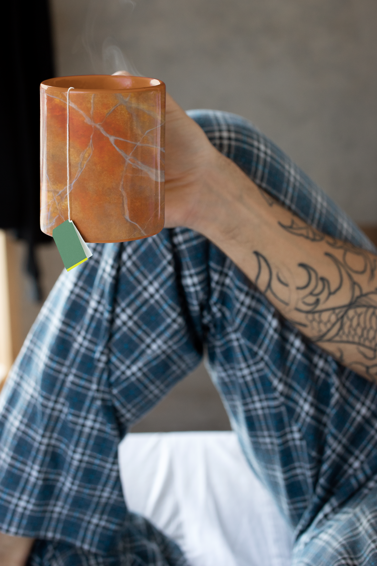 Mug in Red Orange Marble Design is BPA FRee - 11 oz