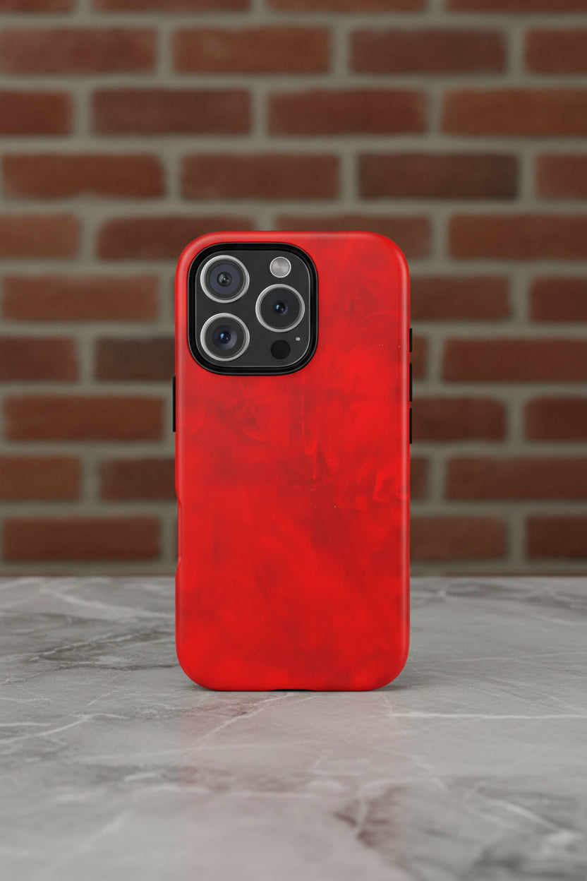 Phone Case in Hot Red Leather-like Design with Dual Layer for Shock Impact and UV Protection